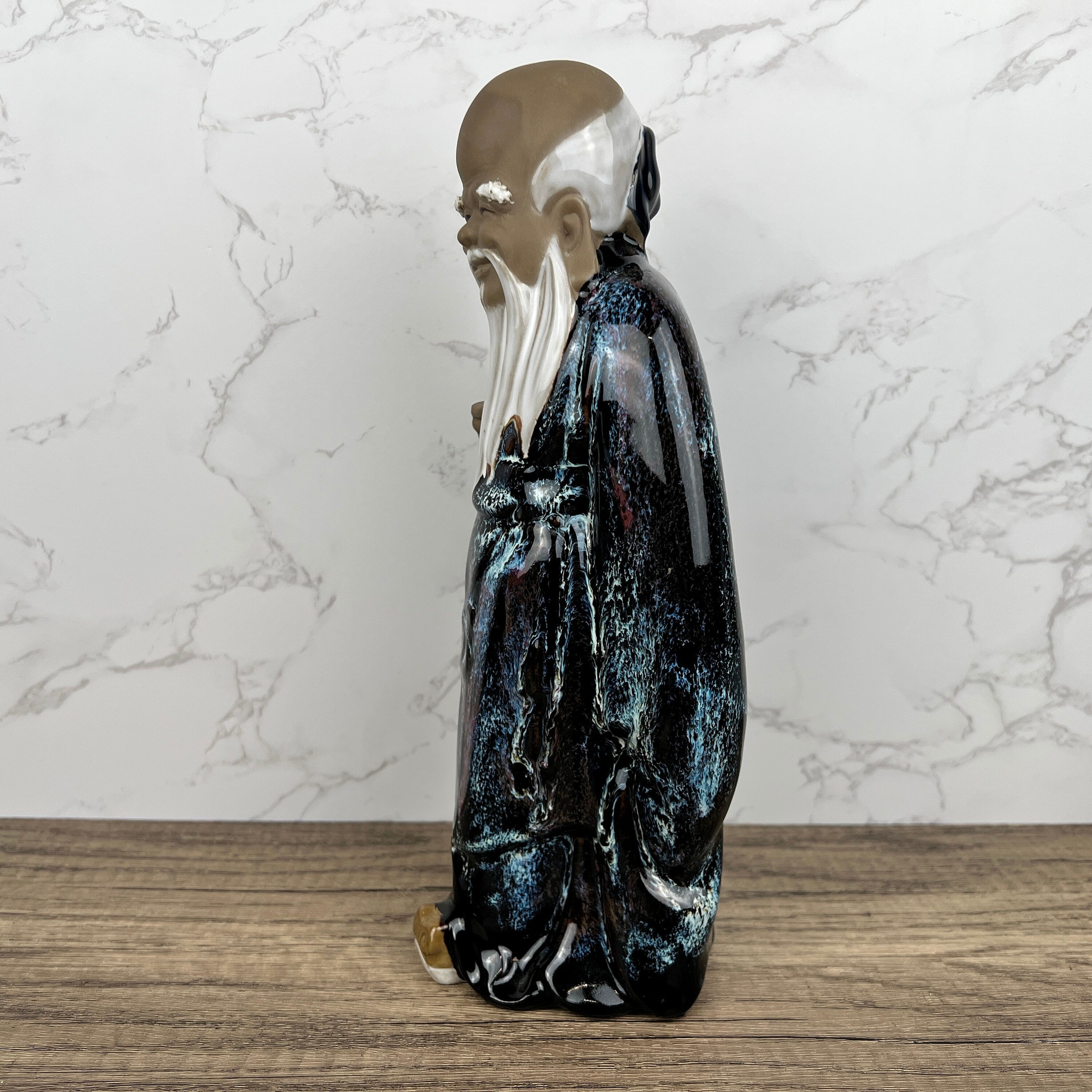 Vintage Shiwan Mudmen, Longevity God Ceramic Figure, Chinese Folklore (Missing Staff)