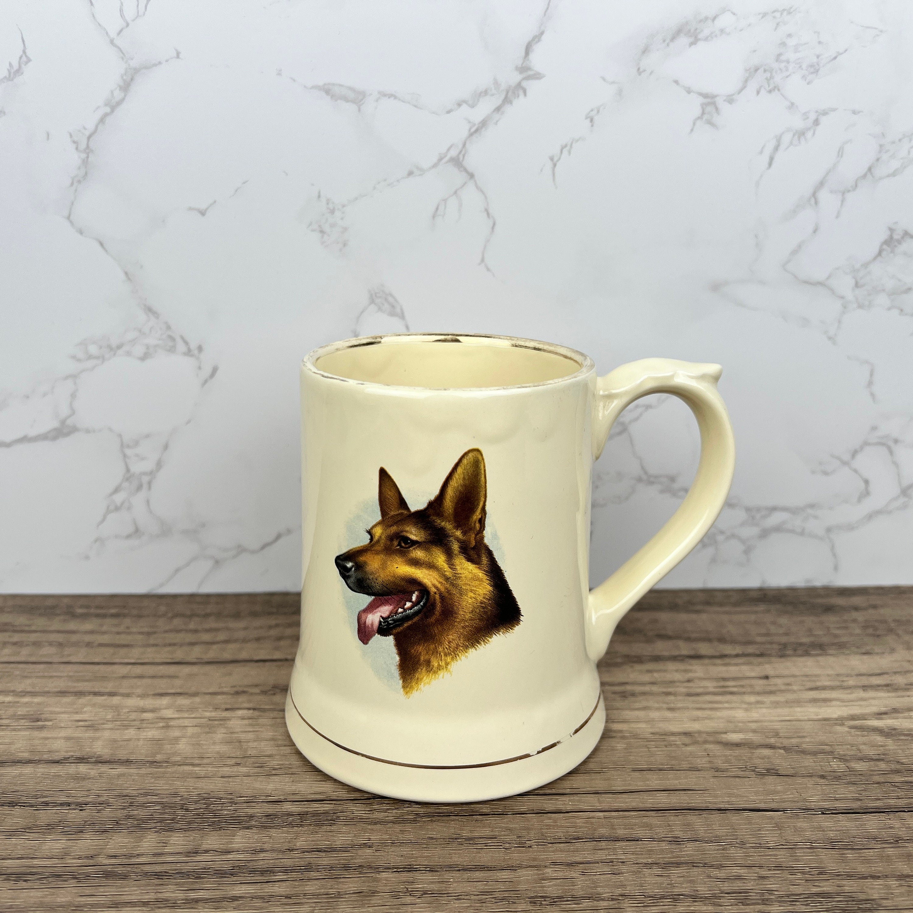 Vintage Wade German Shepherd Mug, Fine Bone China Teacup, Dog Kitchenware