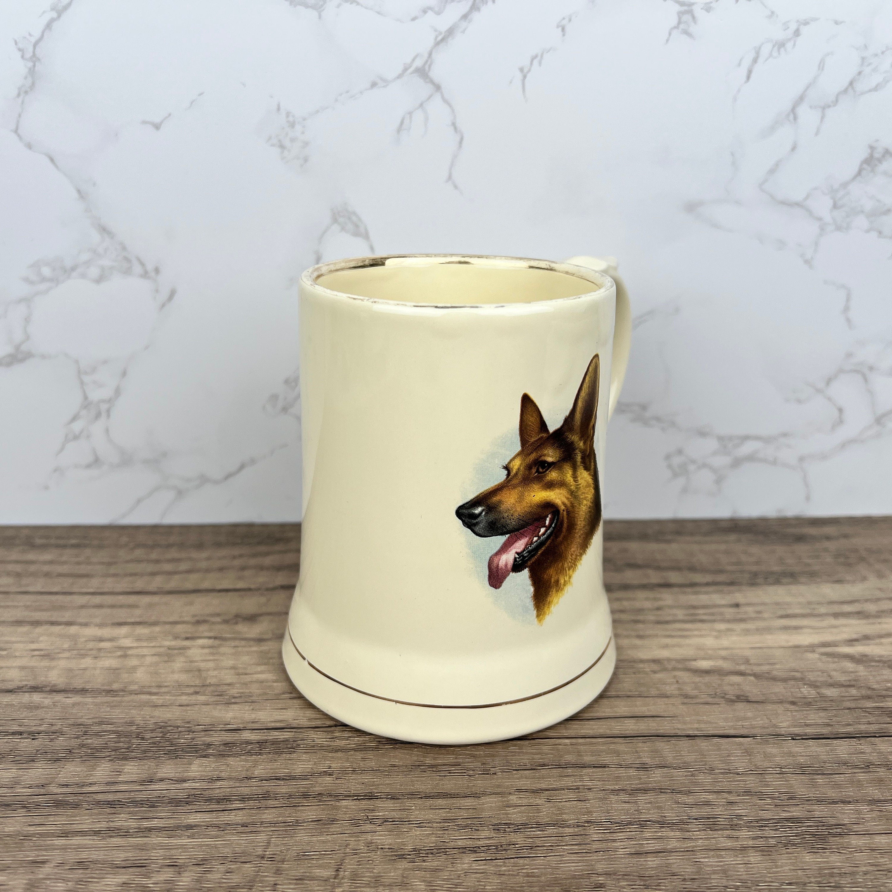 Vintage Wade German Shepherd Mug, Fine Bone China Teacup, Dog Kitchenware