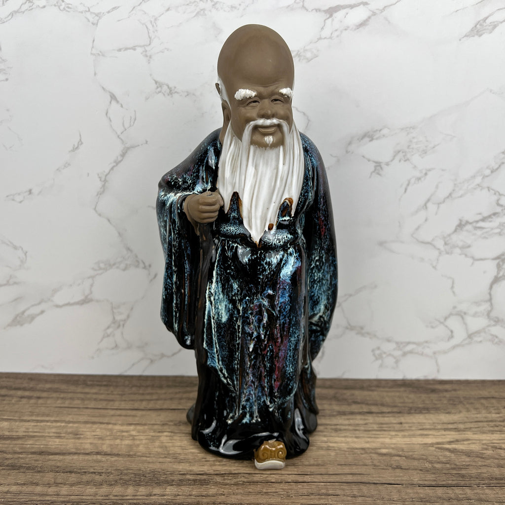 Vintage Shiwan Mudmen, Longevity God Ceramic Figure, Chinese Folklore (Missing Staff)