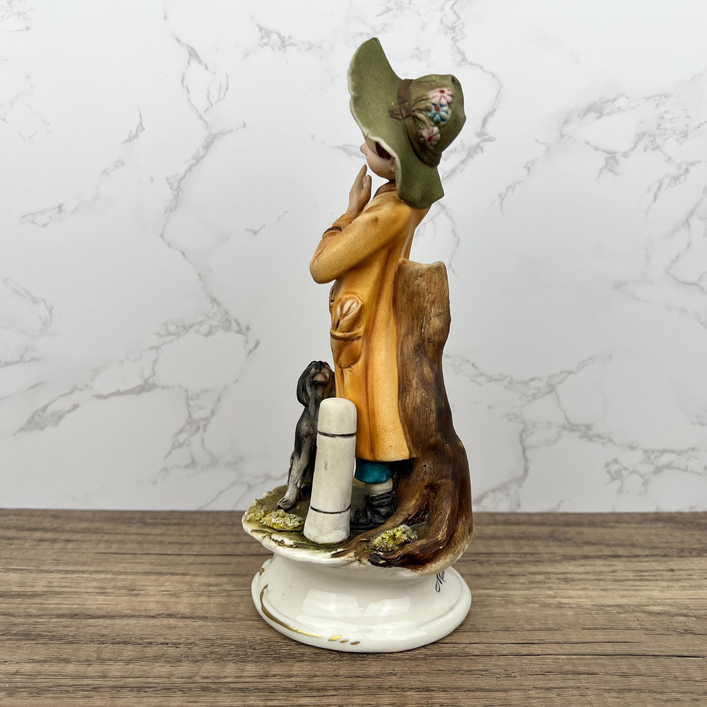 Vintage Capodimonte A.Belcari Porcelain Figurine, Boy with Dog