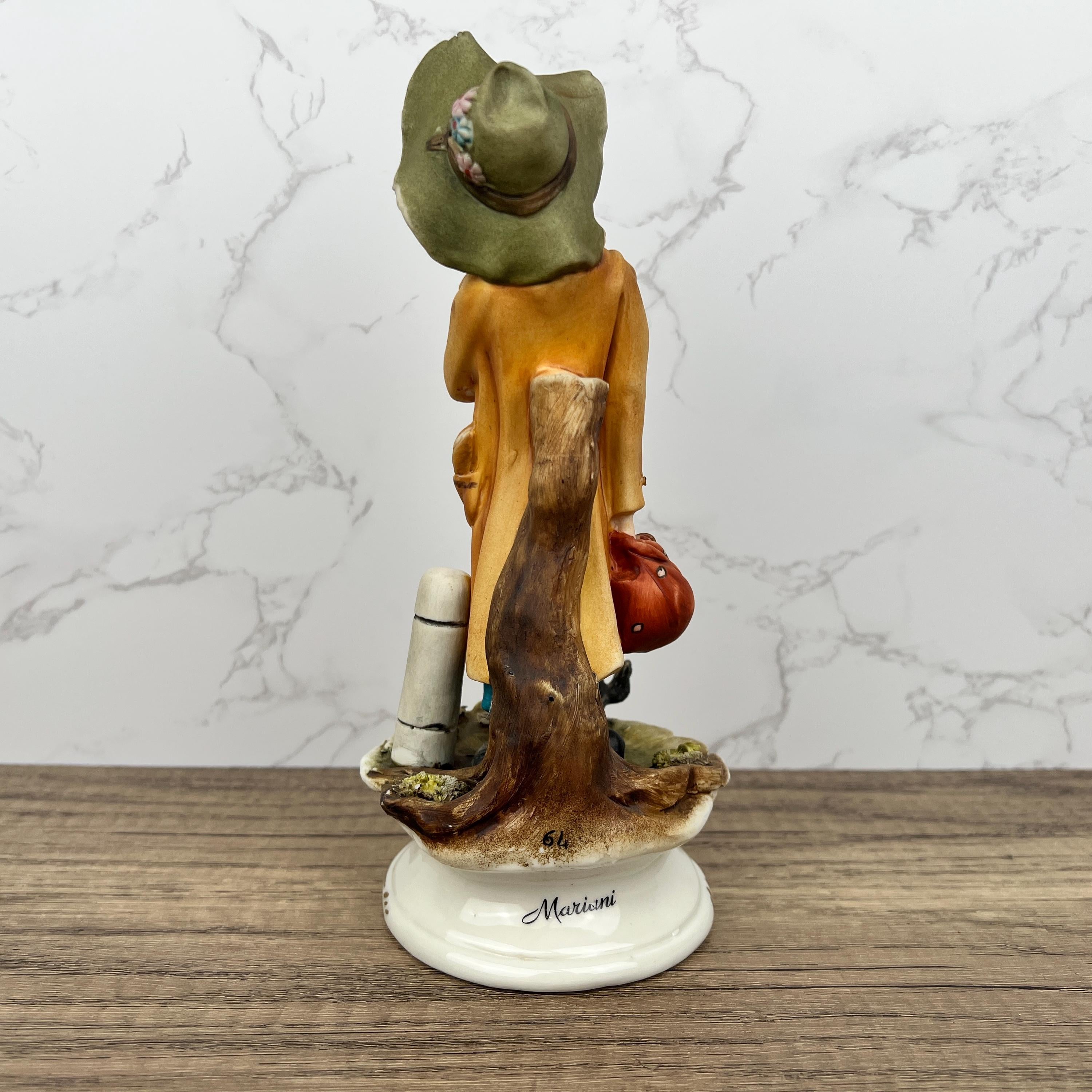 Vintage Capodimonte A.Belcari Porcelain Figurine, Boy with Dog
