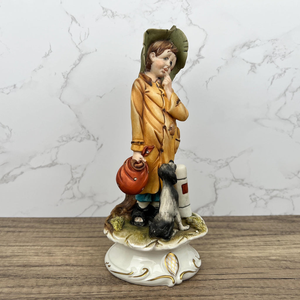 Vintage Capodimonte A.Belcari Porcelain Figurine, Boy with Dog