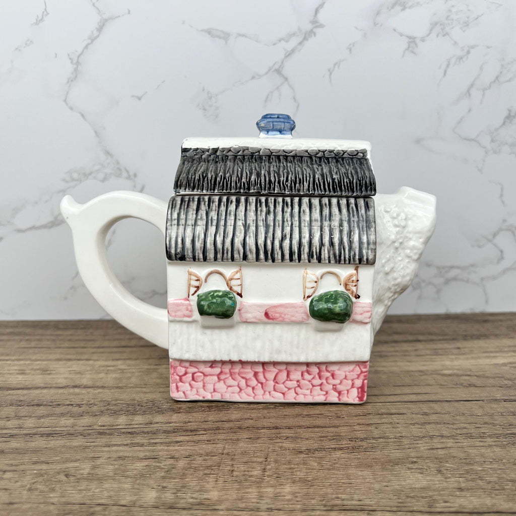 Vintage Porcelain Cottage Teapot, Decorative House Teapot, Tea Room Decor