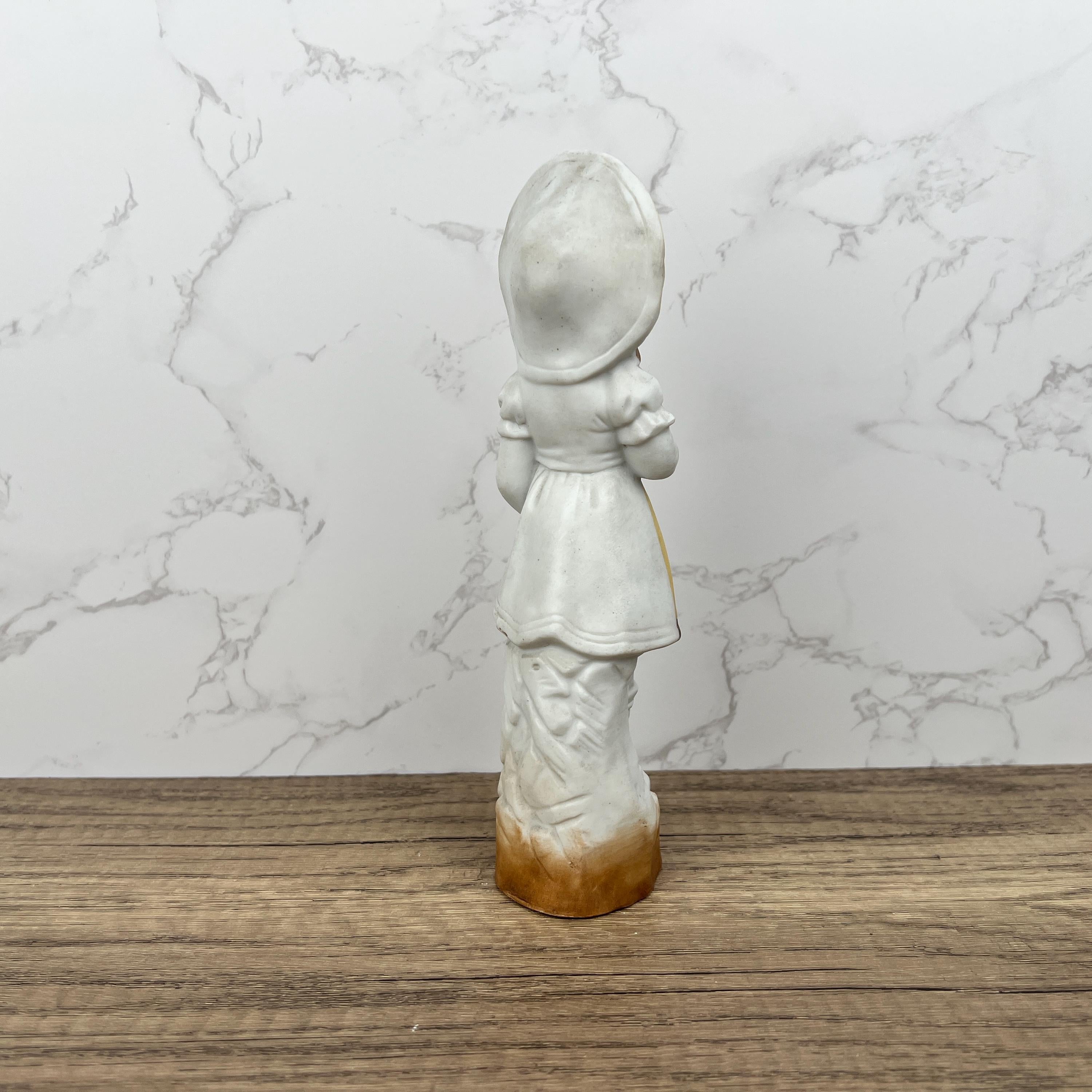Antique Heubach Bisque Figurine, German Girl with Apple Candy