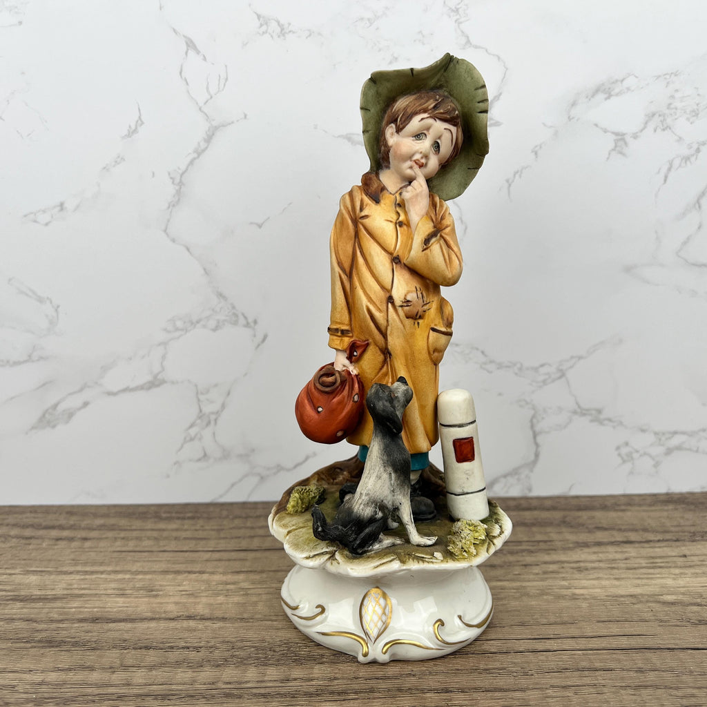 Vintage Capodimonte A.Belcari Porcelain Figurine, Boy with Dog