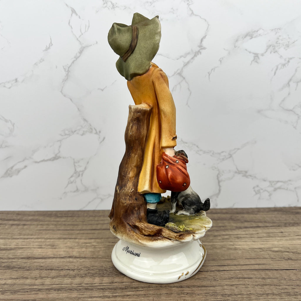 Vintage Capodimonte A.Belcari Porcelain Figurine, Boy with Dog