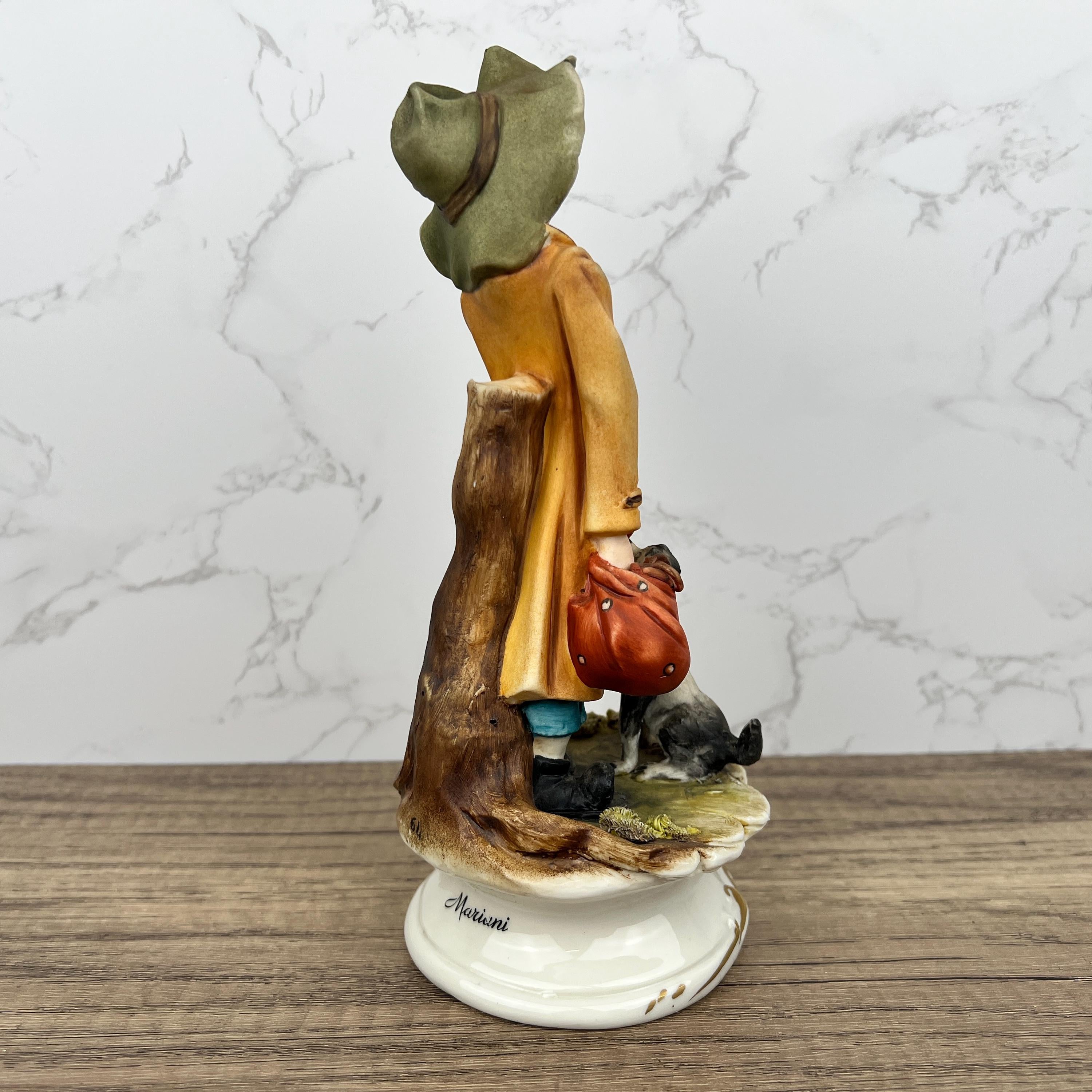 Vintage Capodimonte A.Belcari Porcelain Figurine, Boy with Dog