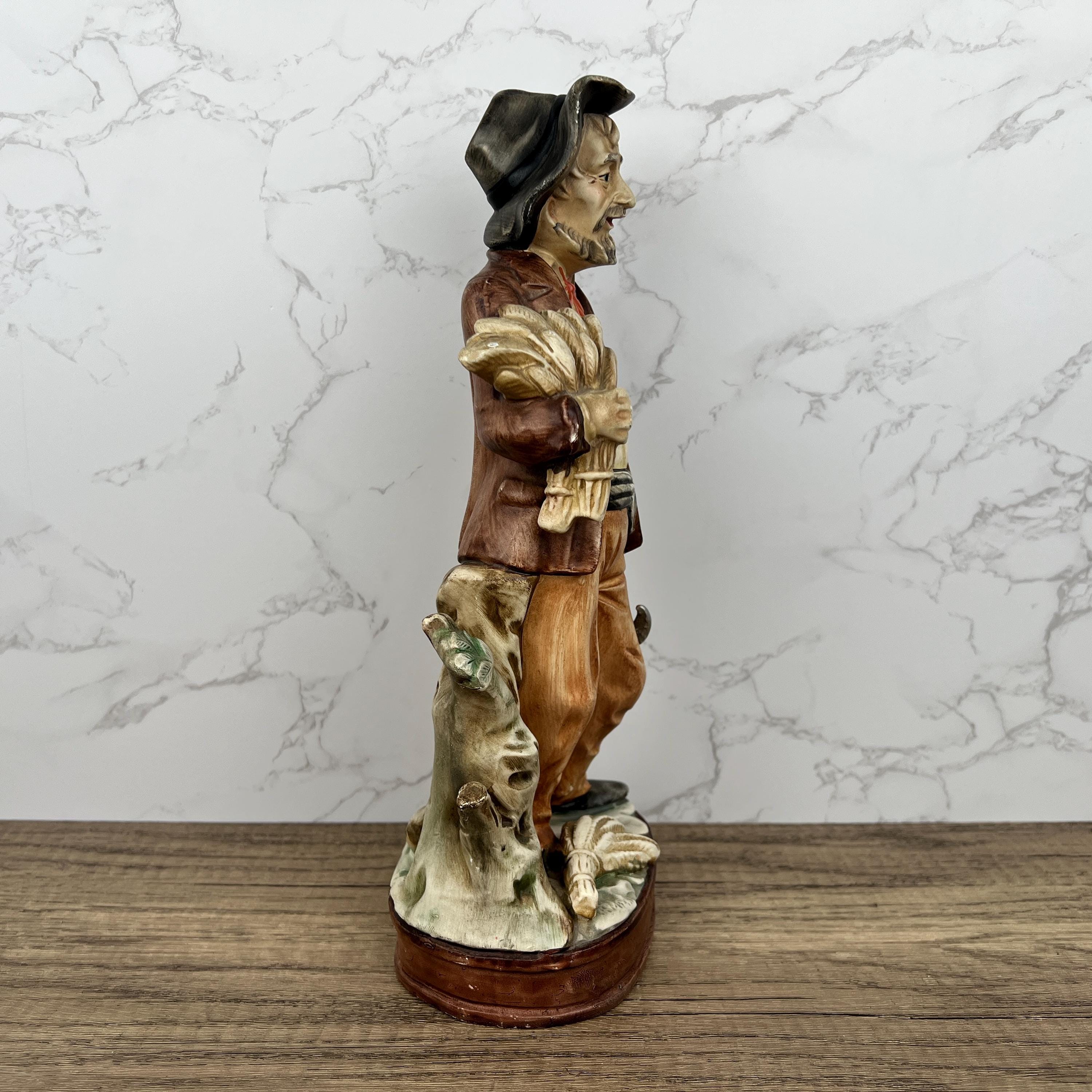 Vintage Capodimonte Porcelain Farmer Figurine, Portugal Home Decor