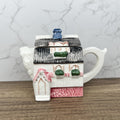 Vintage Porcelain Cottage Teapot, Decorative House Teapot, Tea Room Decor