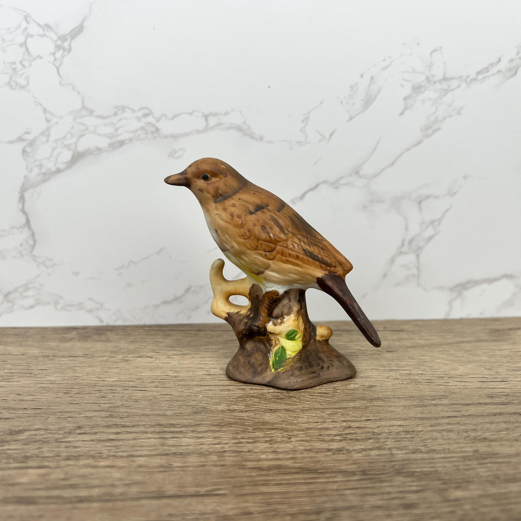 Vintage Hand Painted Porcelain Mistle Thrush Bird Figurine, British Wild Life Decoration