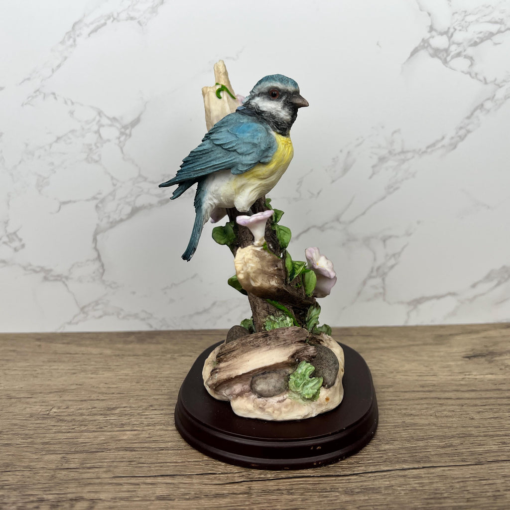 Vintage Leonardo Collection Bluetit Bird Figurine, Resin Wildlife Decor
