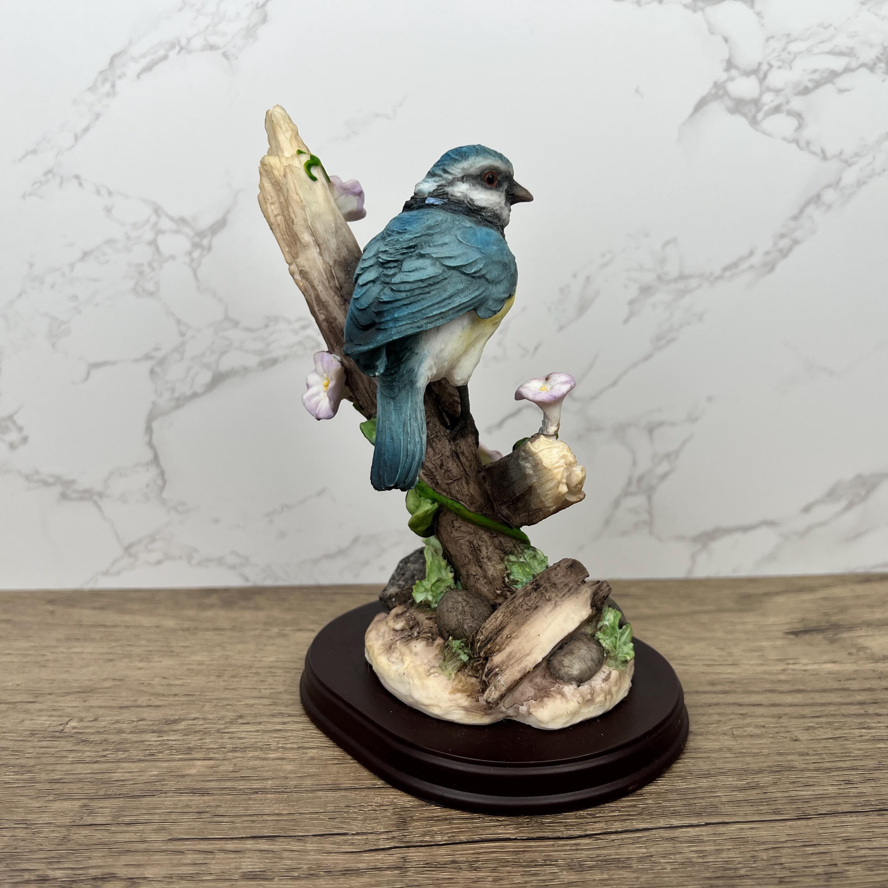 Vintage Leonardo Collection Bluetit Bird Figurine, Resin Wildlife Decor