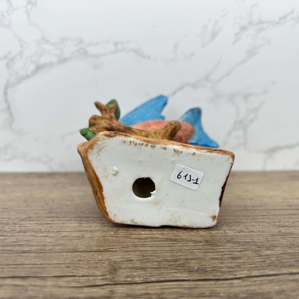 Vintage Blue Jay Figurine, Hand Painted Porcelain Bird Ornament