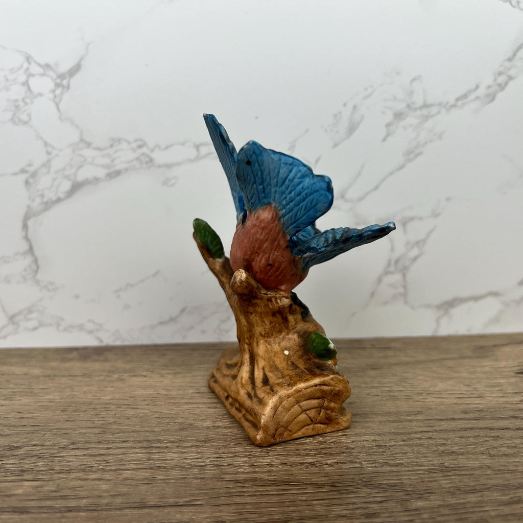 Vintage Blue Jay Figurine, Hand Painted Porcelain Bird Ornament