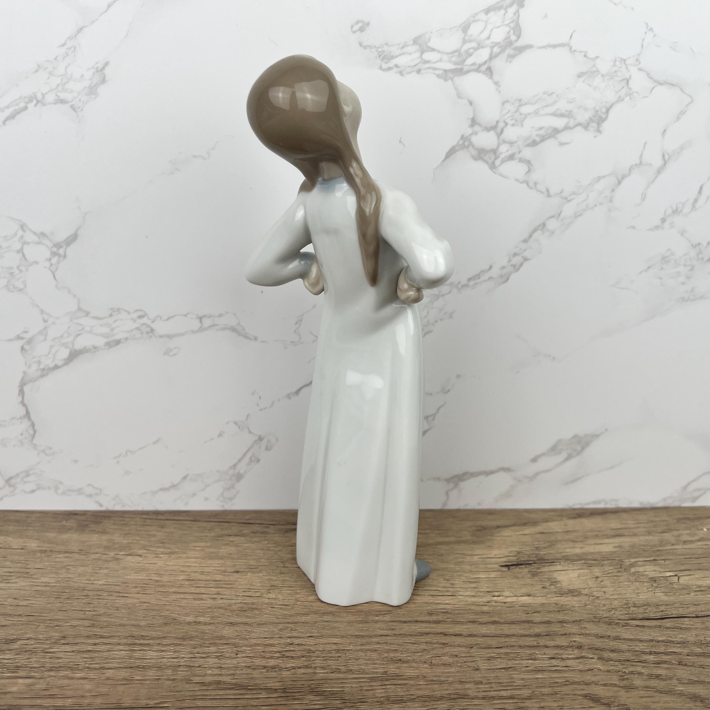 Vintage Lladro Girl Nina Figurine #4872, Porcelain Lady Stretching