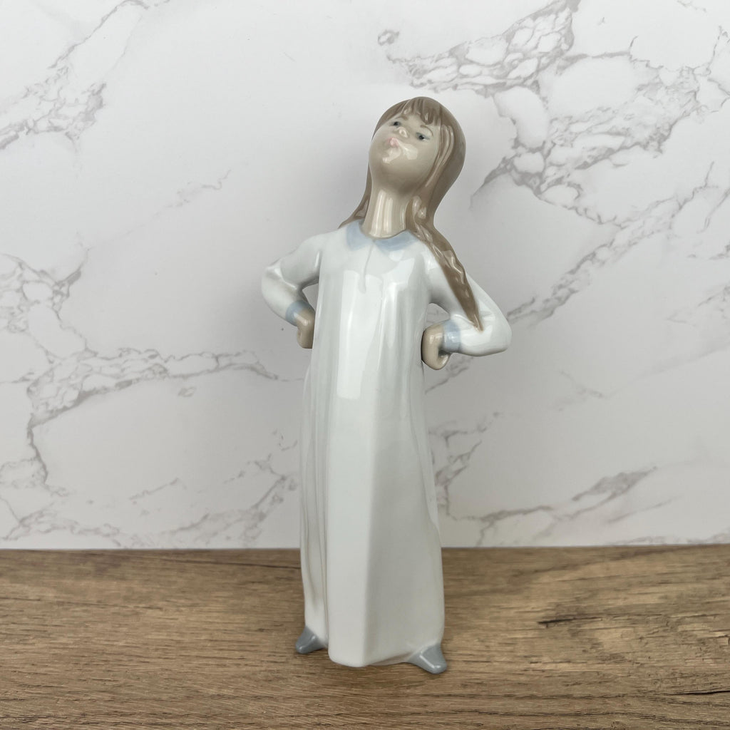 Vintage Lladro Girl Nina Figurine #4872, Porcelain Lady Stretching