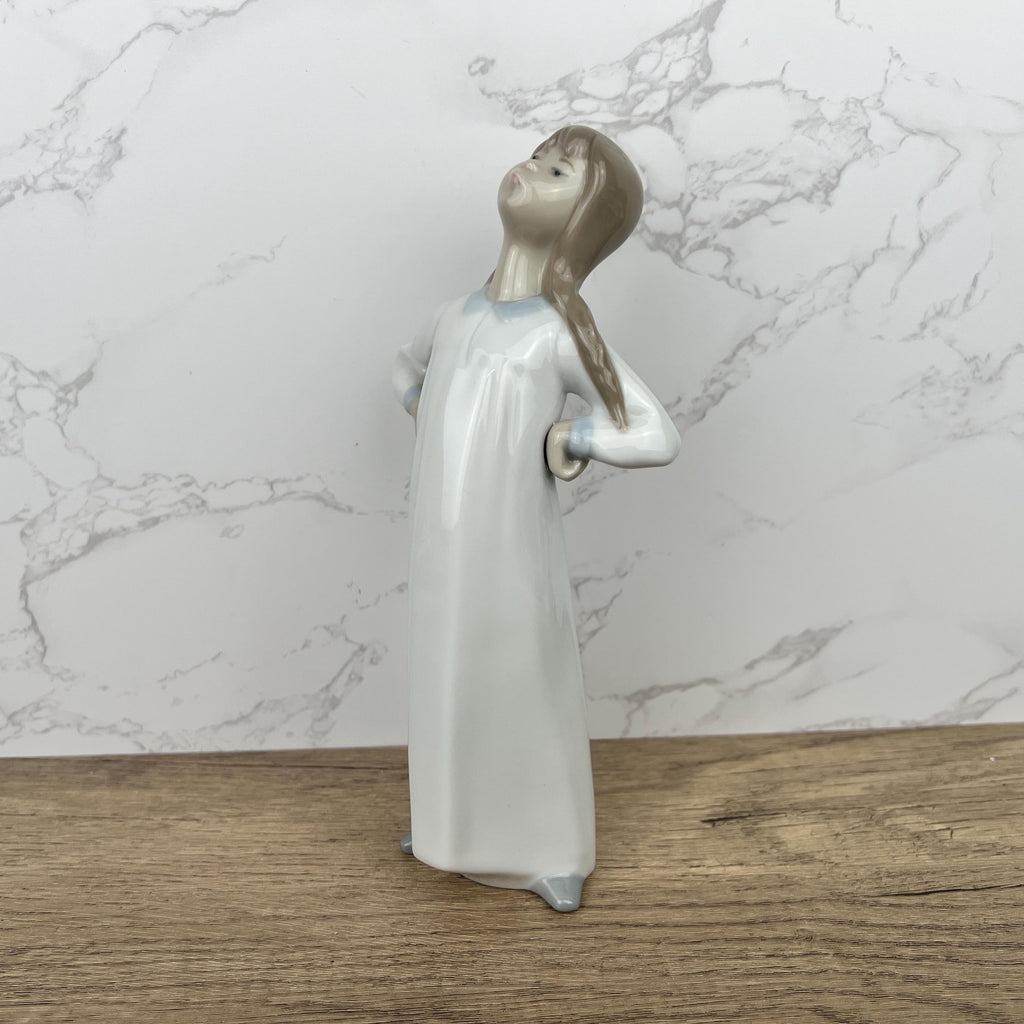 Vintage Lladro Girl Nina Figurine #4872, Porcelain Lady Stretching