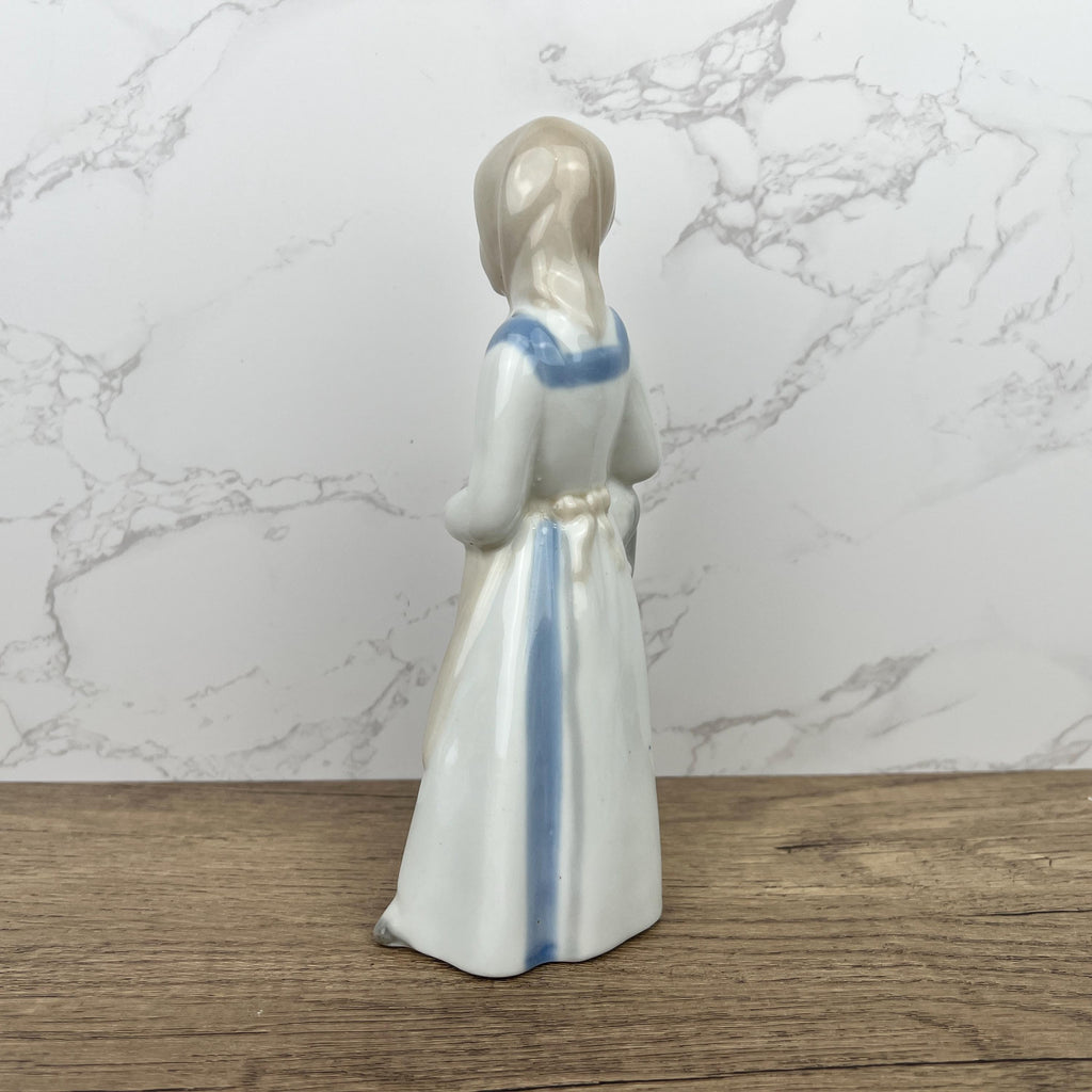 Handmade Sango Porcelain Girl with Lamb Figurine, Vintage Lladro Style Decor