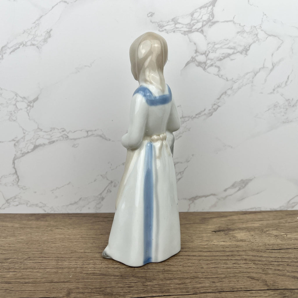 Handmade Sango Porcelain Girl with Lamb Figurine, Vintage Lladro Style Decor