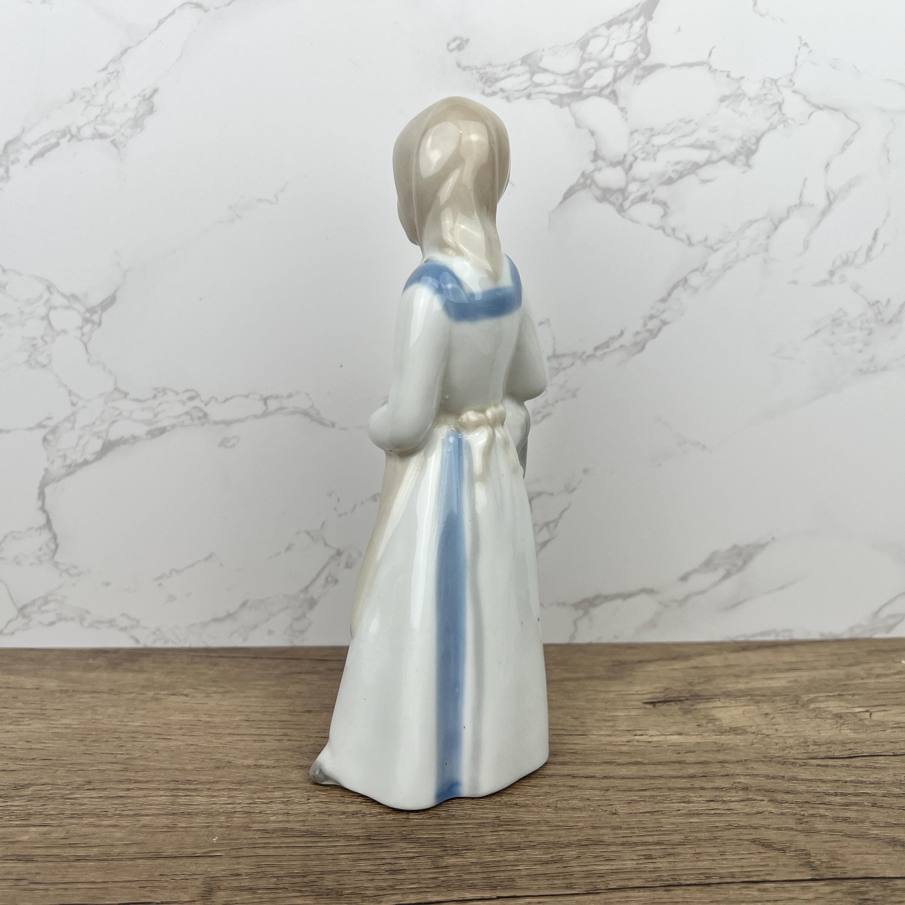 Handmade Sango Porcelain Girl with Lamb Figurine, Vintage Lladro Style Decor