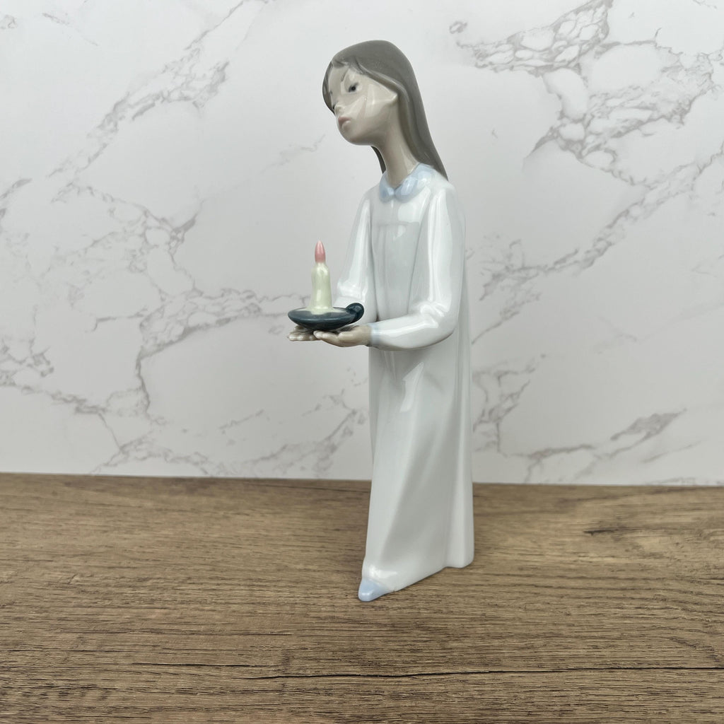 Vintage Lladro Girl with Candle Figurine, Spanish Porcelain, Collectible