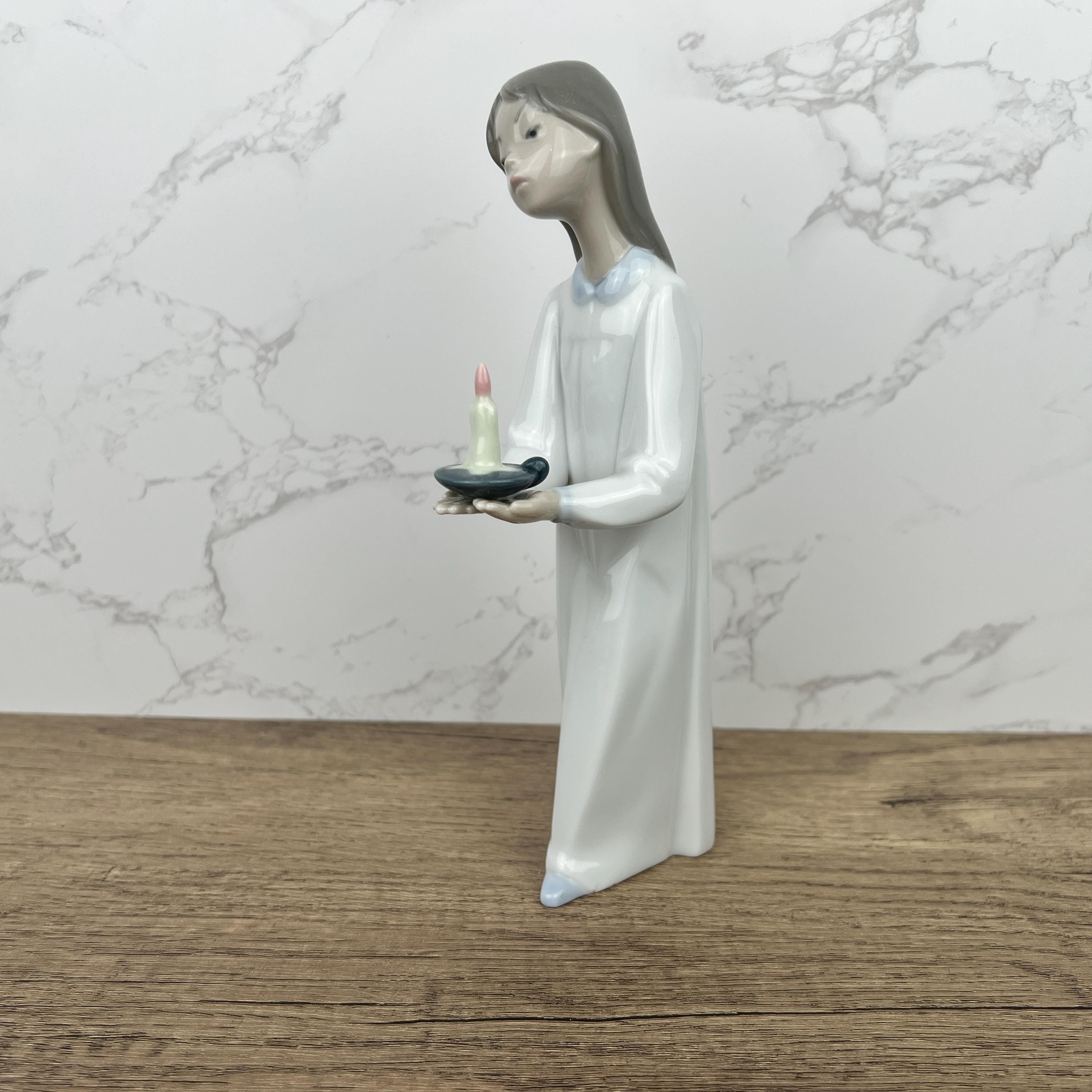Vintage Lladro Girl with Candle Figurine, Spanish Porcelain, Collectible