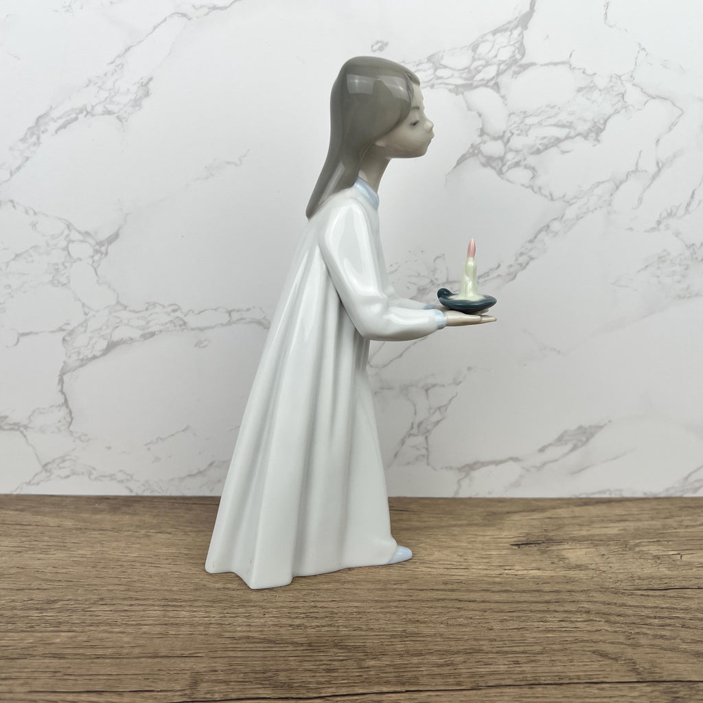 Vintage Lladro Girl with Candle Figurine, Spanish Porcelain, Collectible