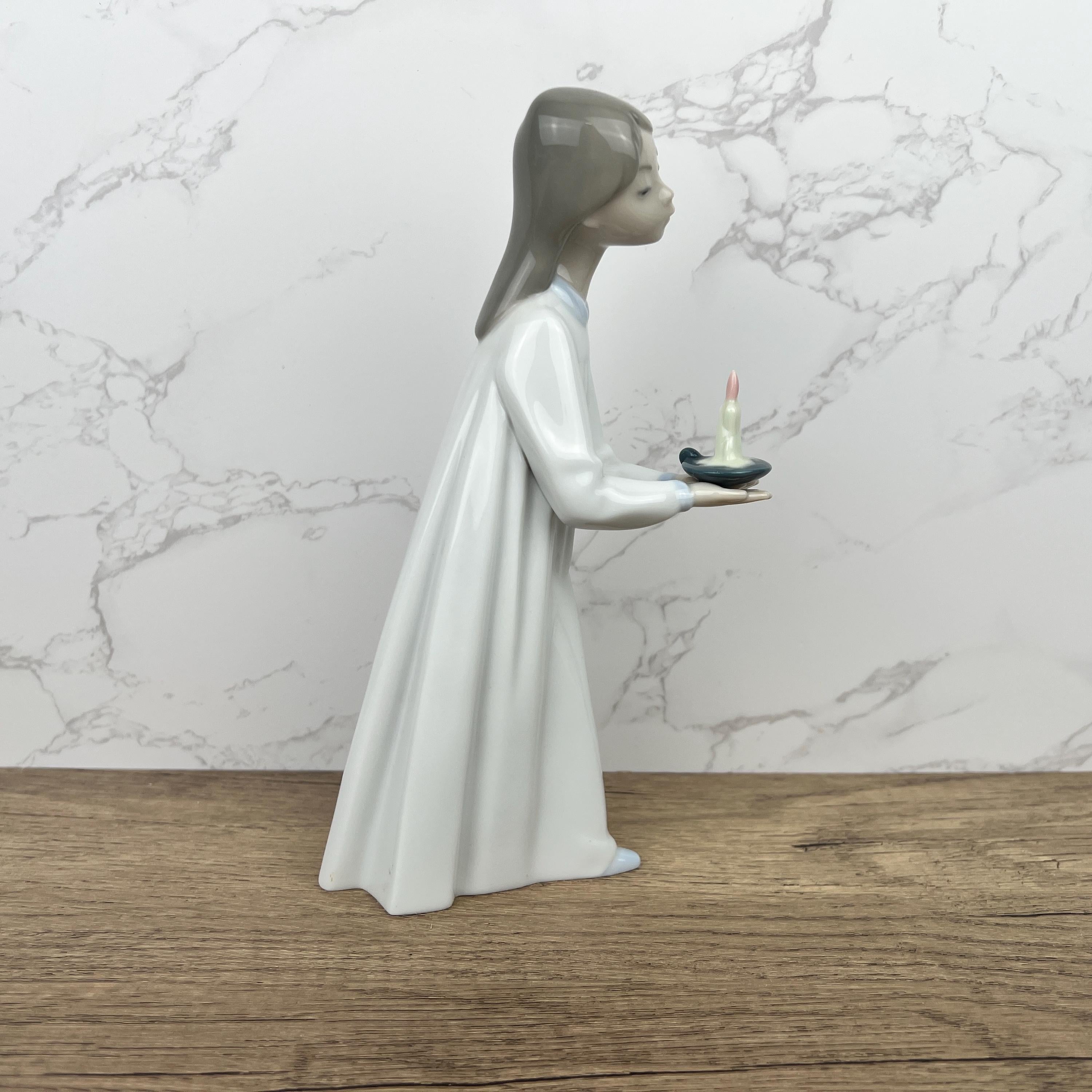 Vintage Lladro Girl with Candle Figurine, Spanish Porcelain, Collectible