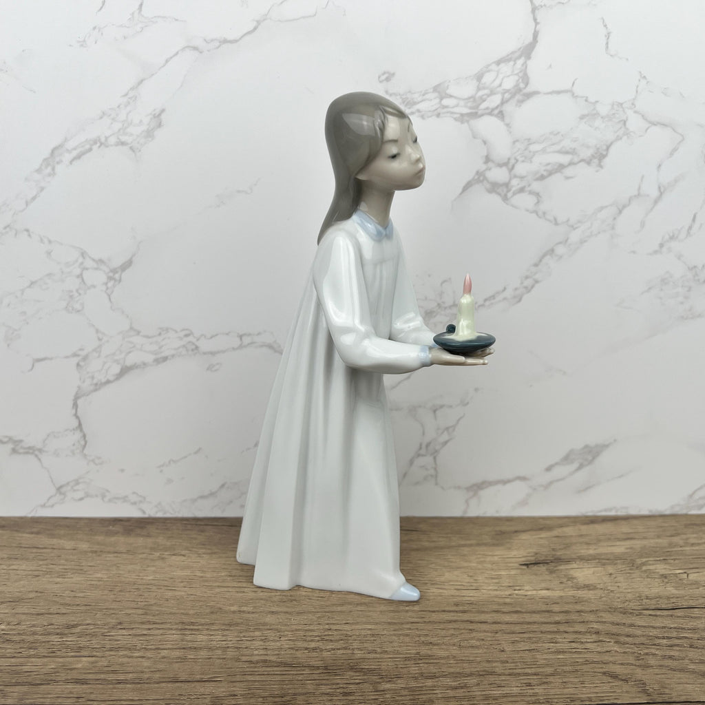 Vintage Lladro Girl with Candle Figurine, Spanish Porcelain, Collectible
