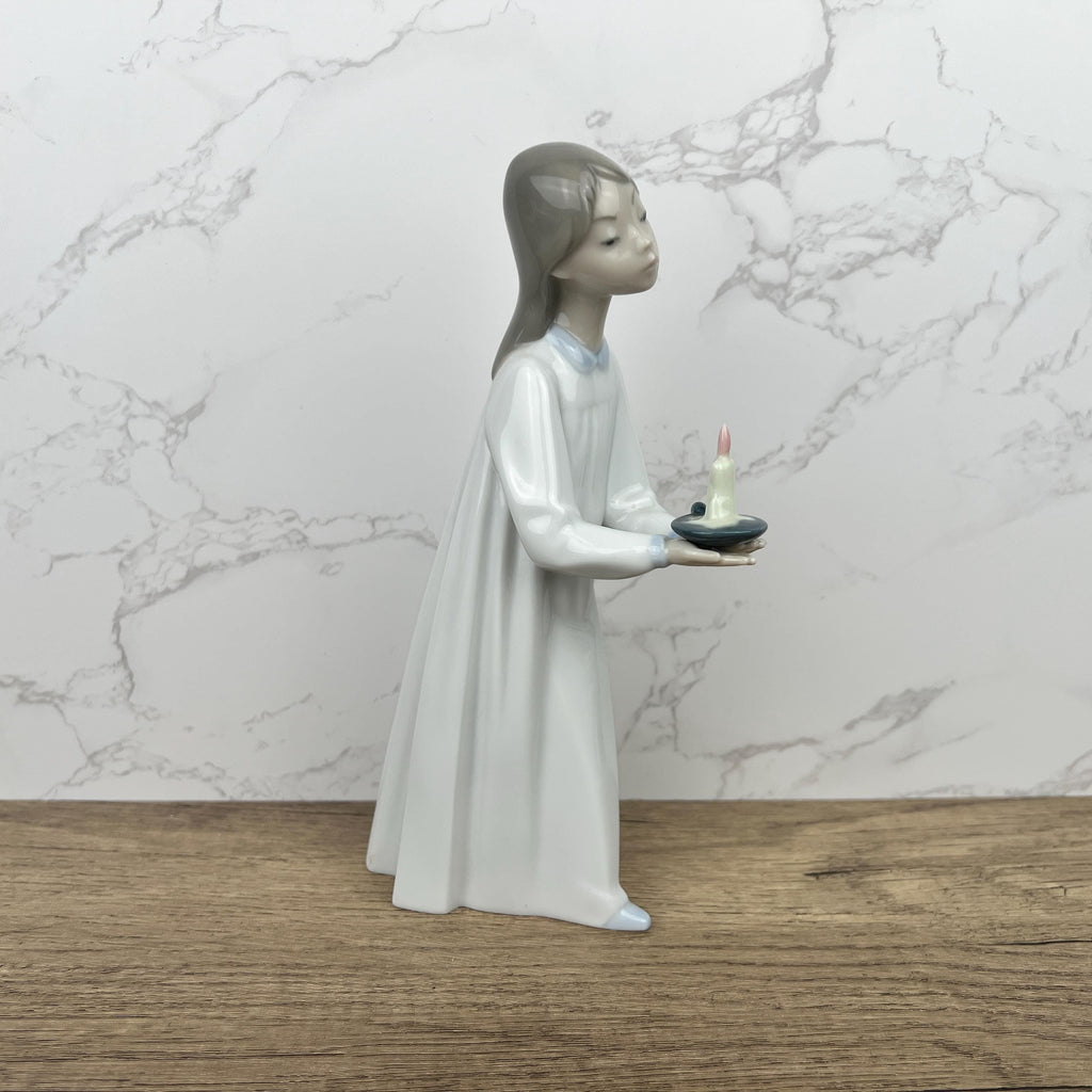 Vintage Lladro Girl with Candle Figurine, Spanish Porcelain, Collectible