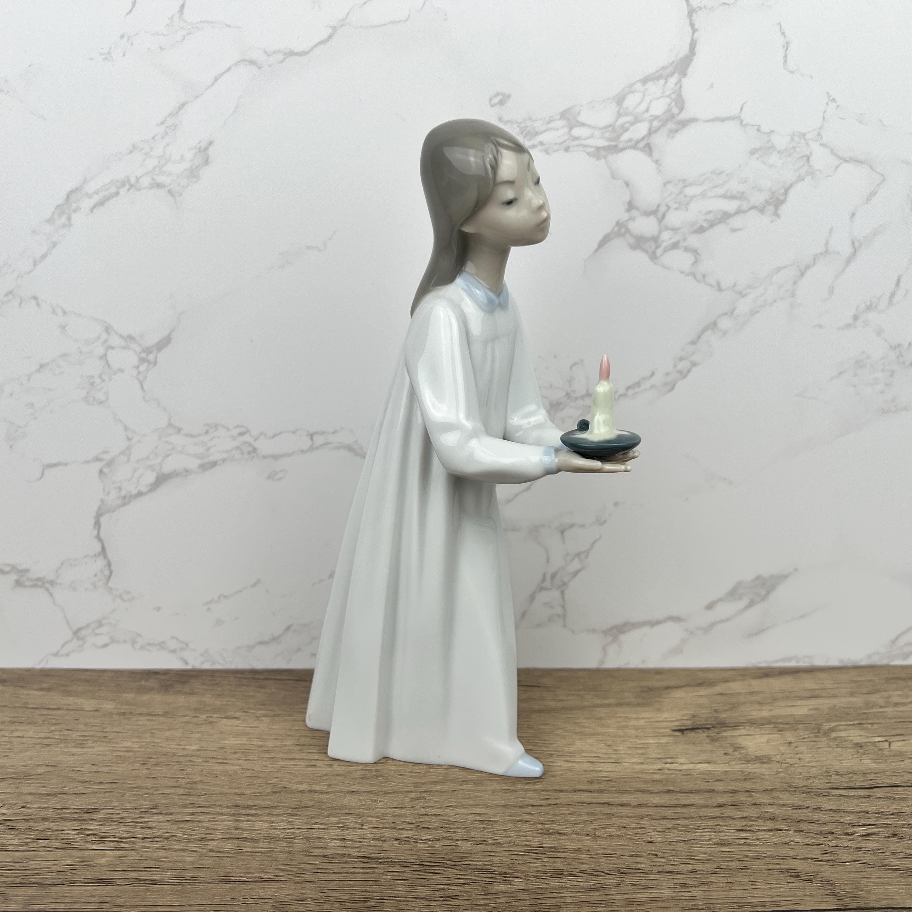 Vintage Lladro Girl with Candle Figurine, Spanish Porcelain, Collectible