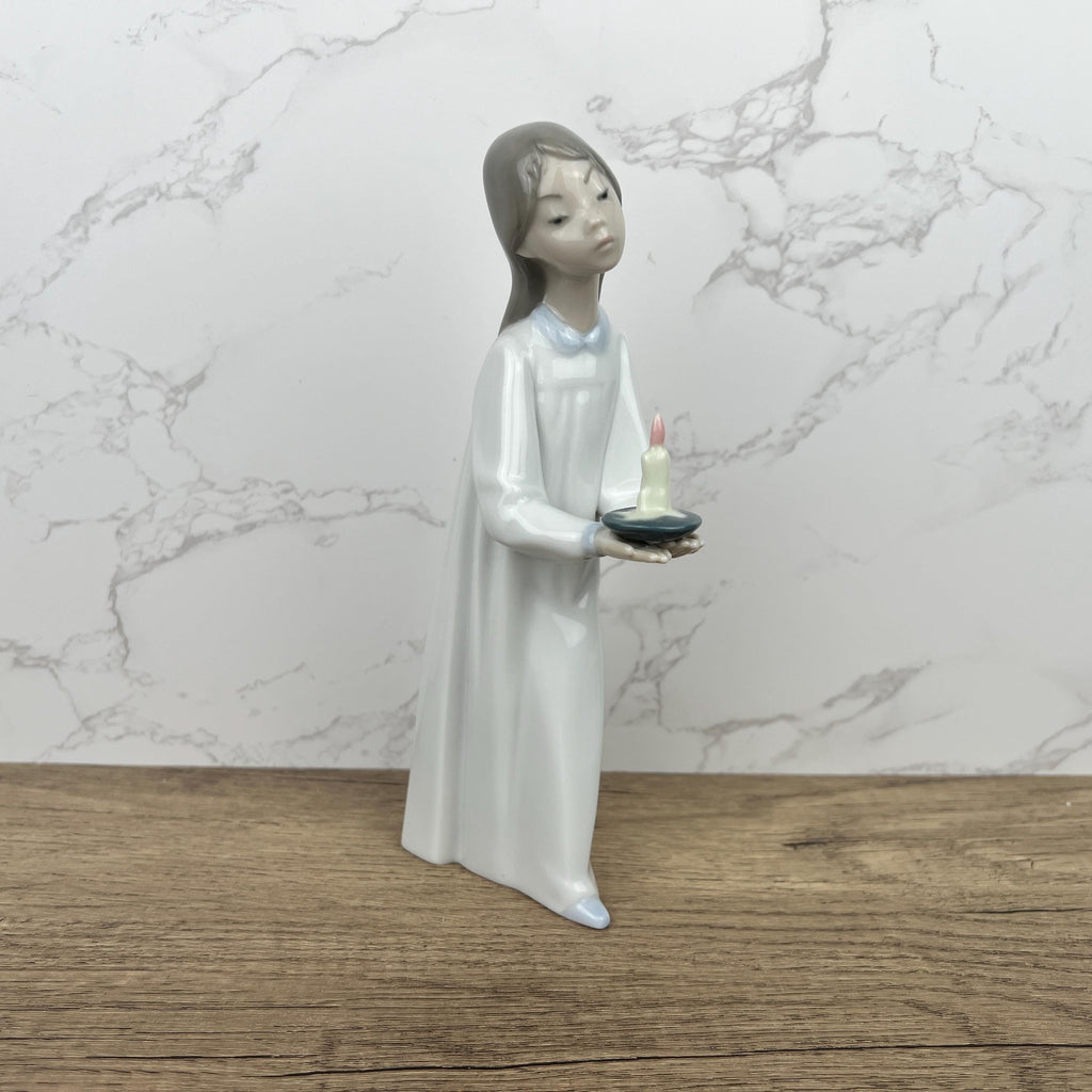 Vintage Lladro Girl with Candle Figurine, Spanish Porcelain, Collectible