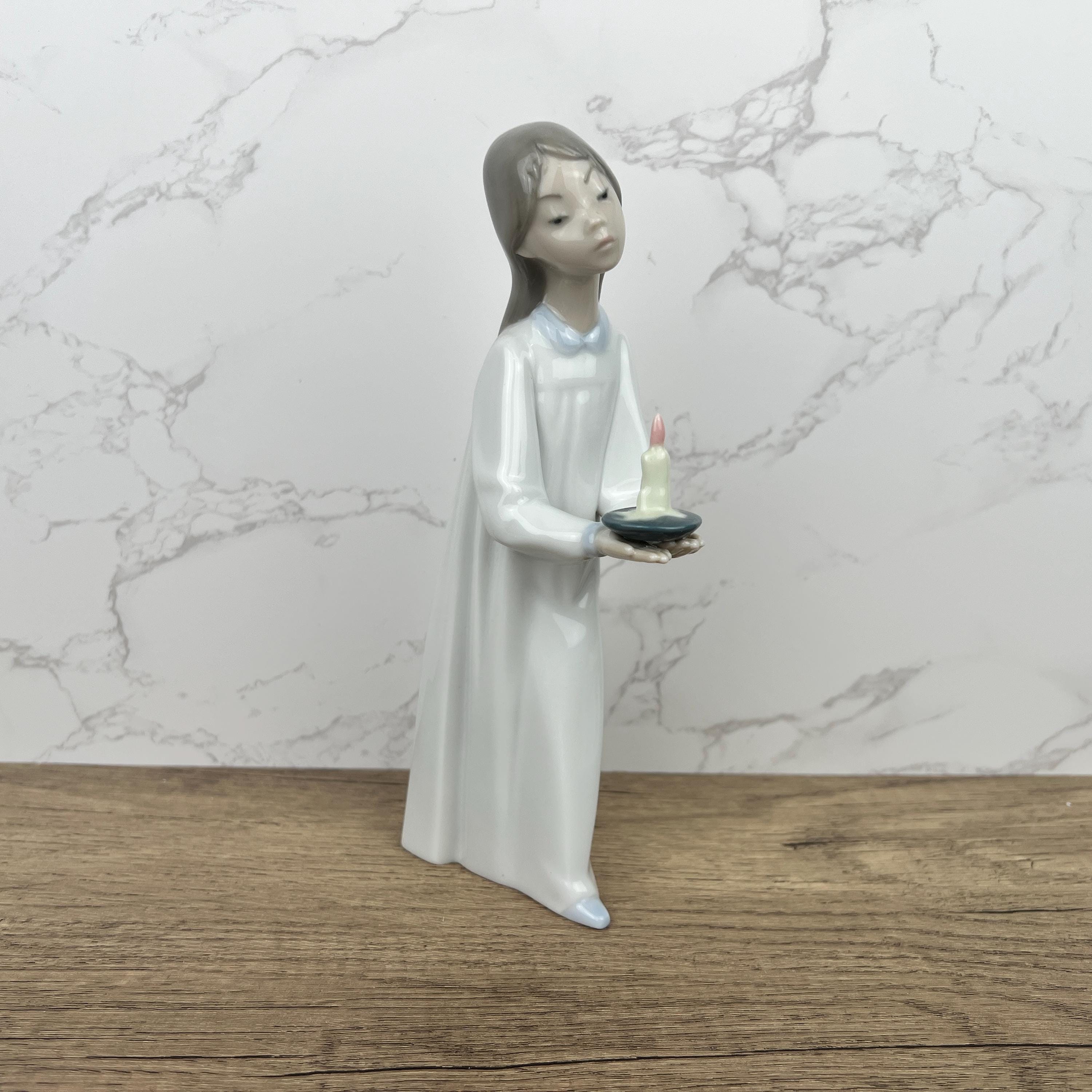 Vintage Lladro Girl with Candle Figurine, Spanish Porcelain, Collectible