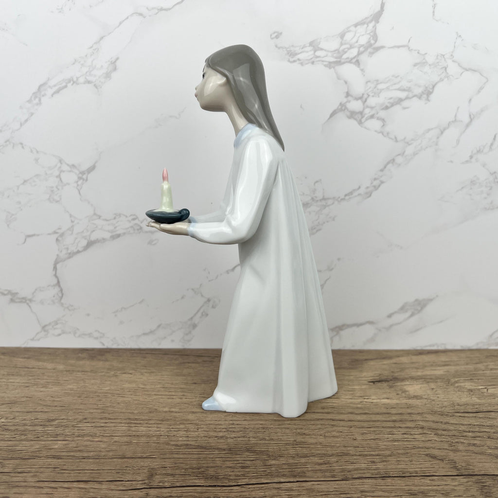 Vintage Lladro Girl with Candle Figurine, Spanish Porcelain, Collectible