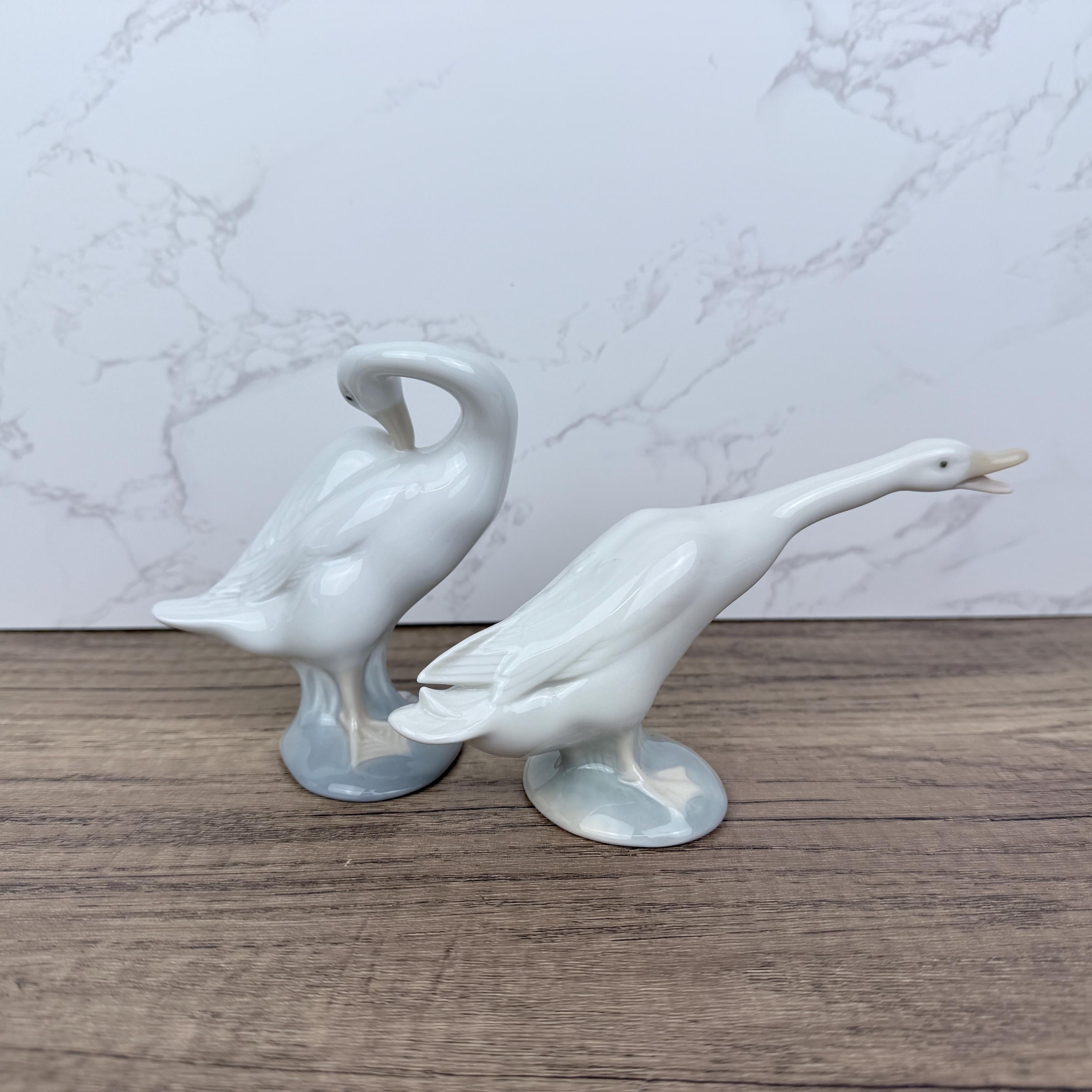 Vintage LLADRO Porcelain Goose Figurines, Spanish Home Decor