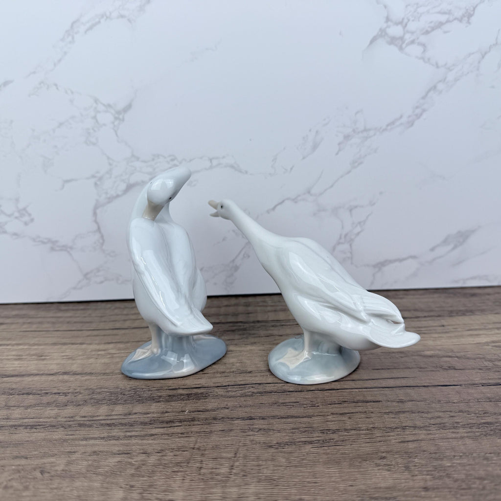 Vintage LLADRO Porcelain Goose Figurines, Spanish Home Decor