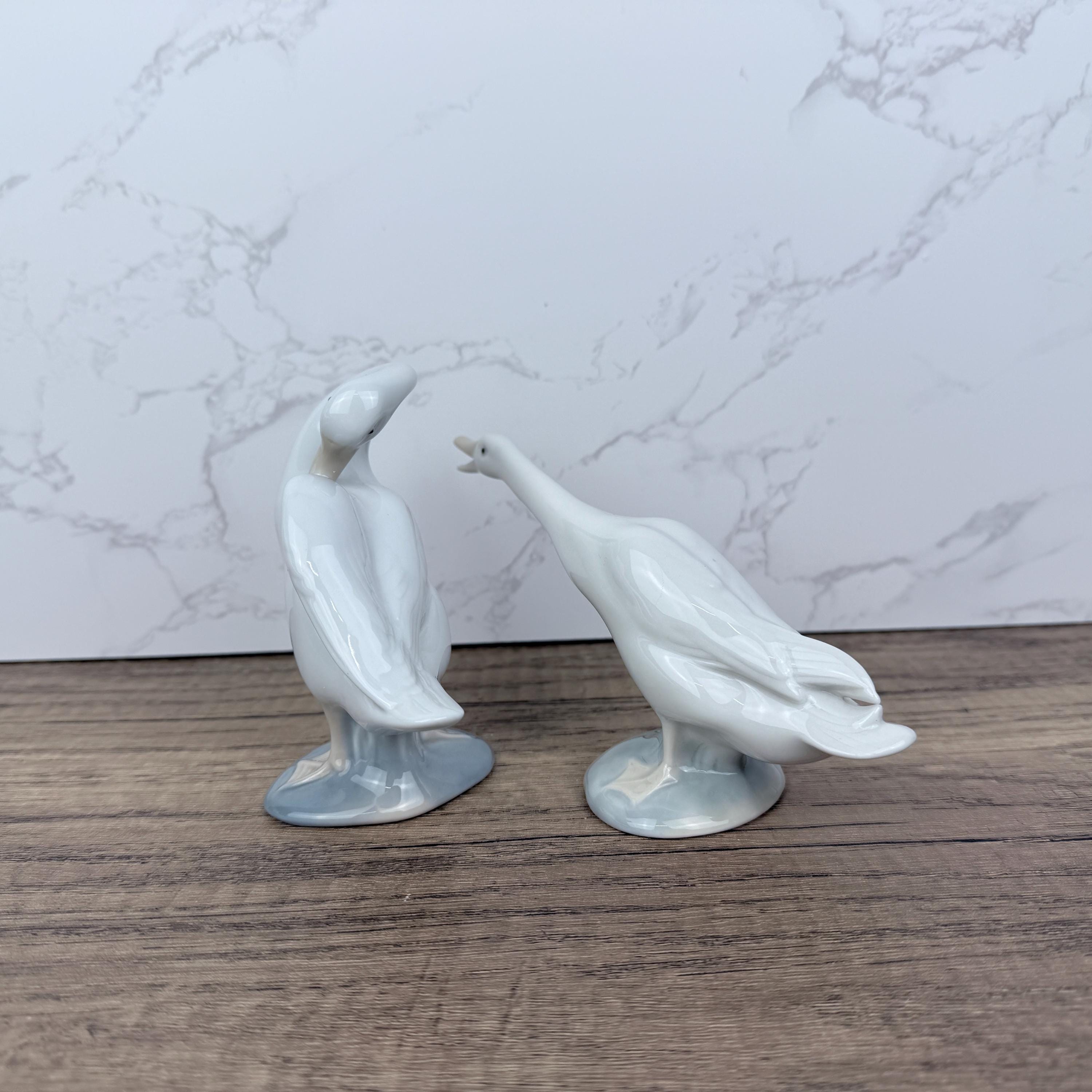 Vintage LLADRO Porcelain Goose Figurines, Spanish Home Decor