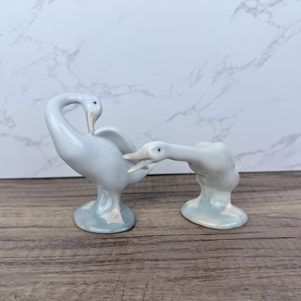 Vintage LLADRO Porcelain Goose Figurines, Spanish Home Decor