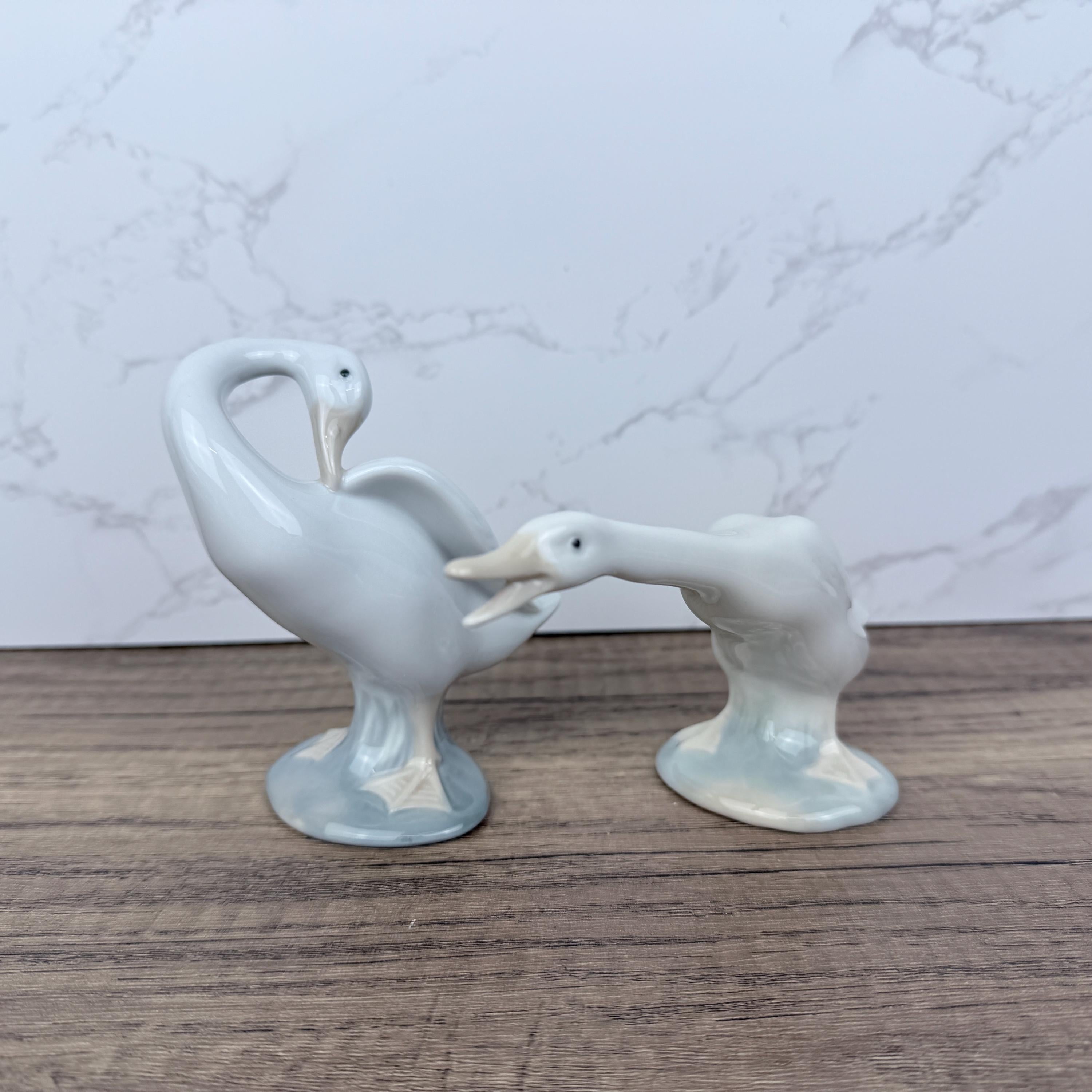 Vintage LLADRO Porcelain Goose Figurines, Spanish Home Decor