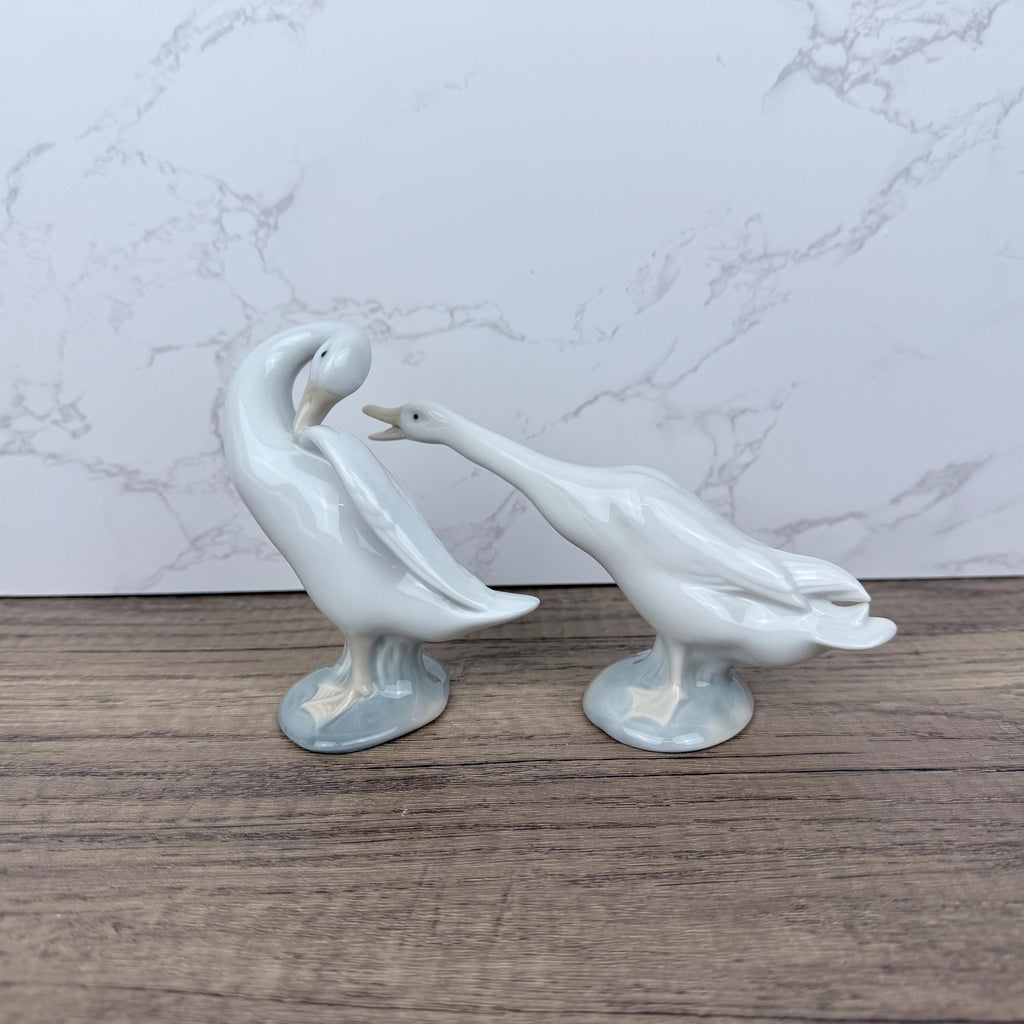 Vintage LLADRO Porcelain Goose Figurines, Spanish Home Decor