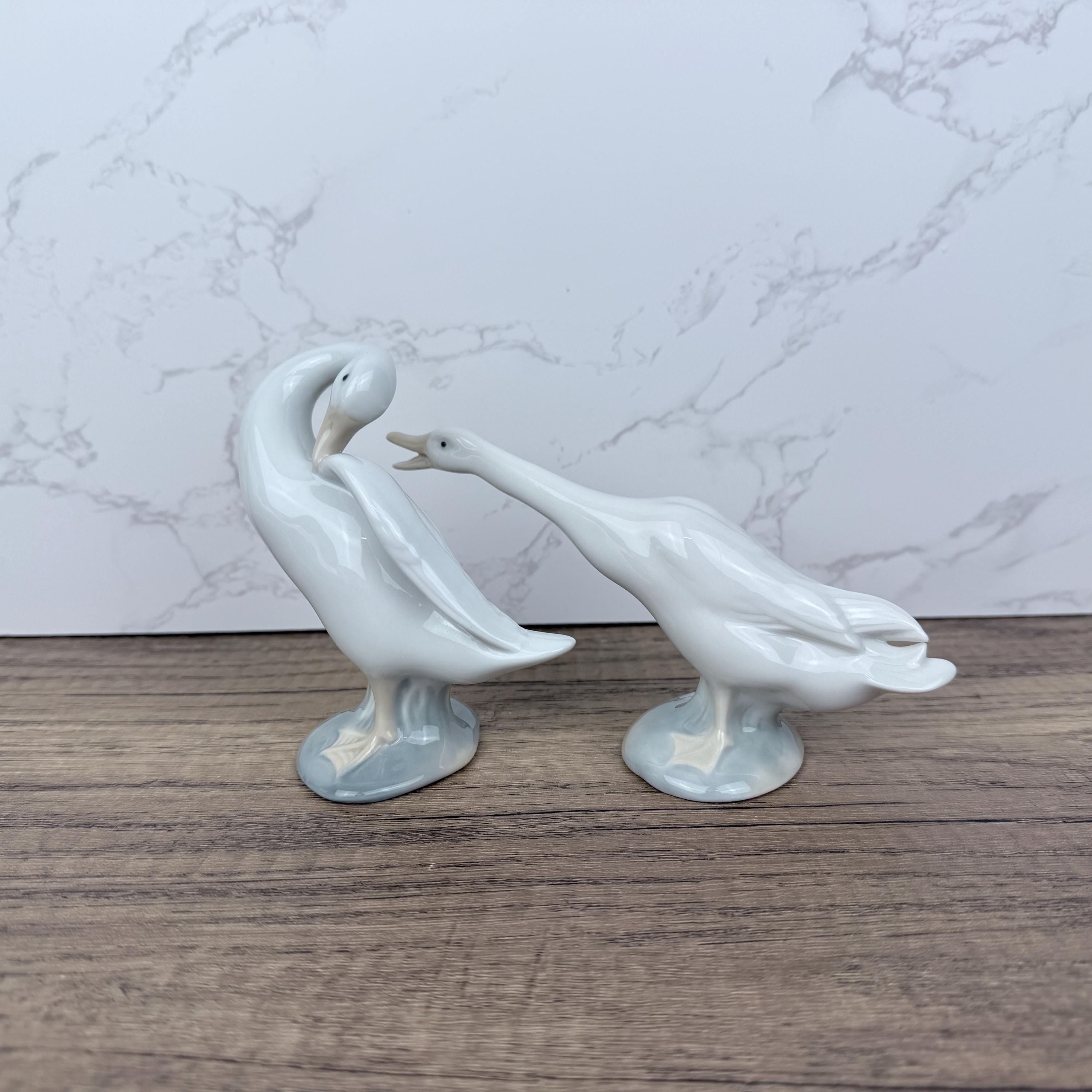 Vintage LLADRO Porcelain Goose Figurines, Spanish Home Decor