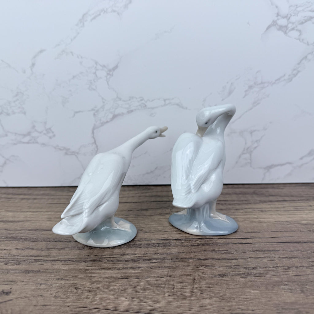 Vintage LLADRO Porcelain Goose Figurines, Spanish Home Decor