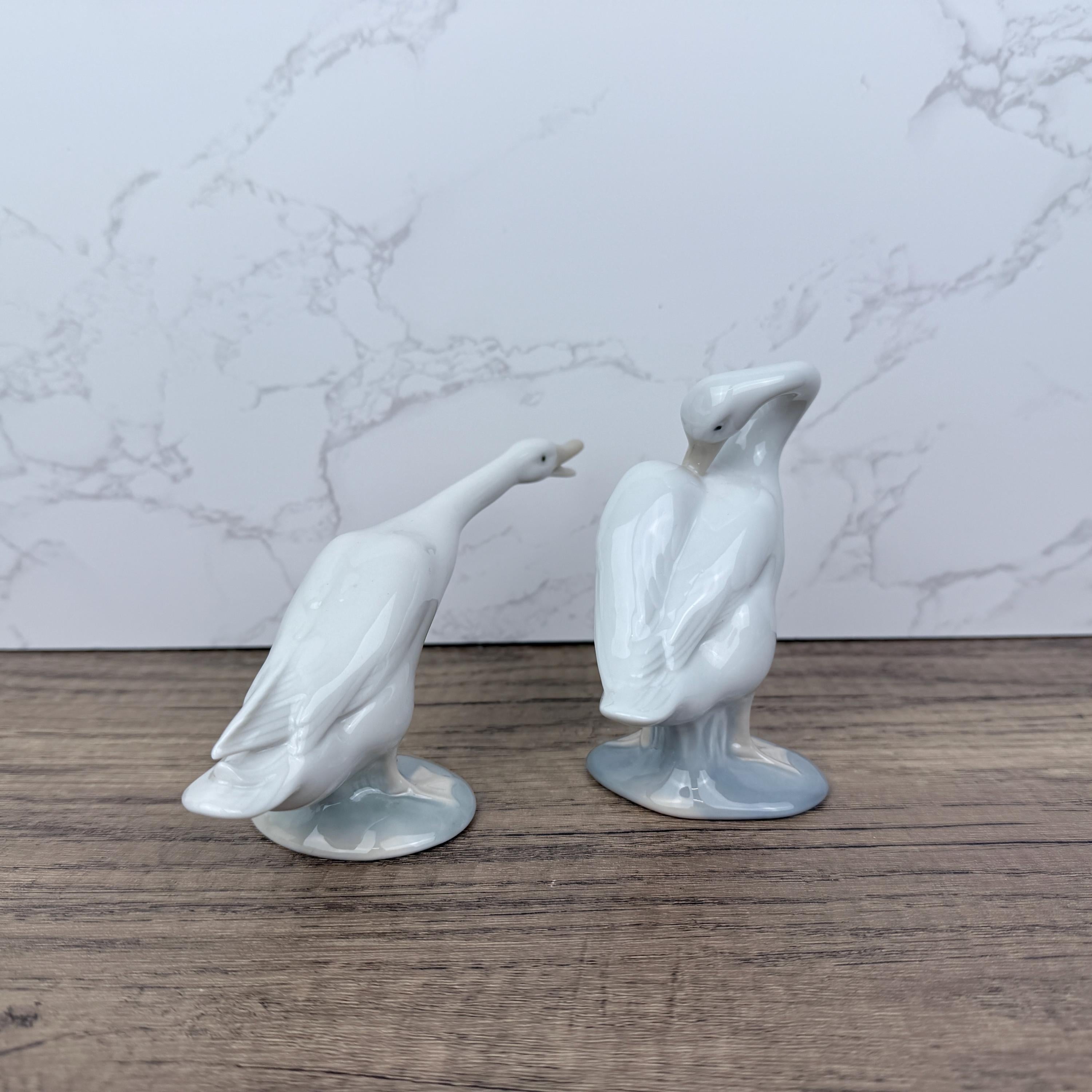 Vintage LLADRO Porcelain Goose Figurines, Spanish Home Decor
