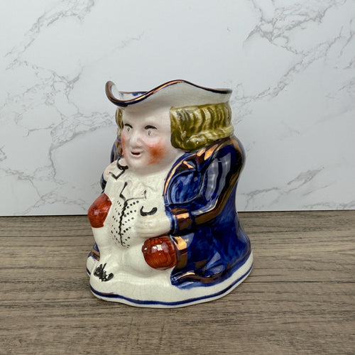 Antique Allerton's Toby Jug, Staffordshire Cobalt Blue, England