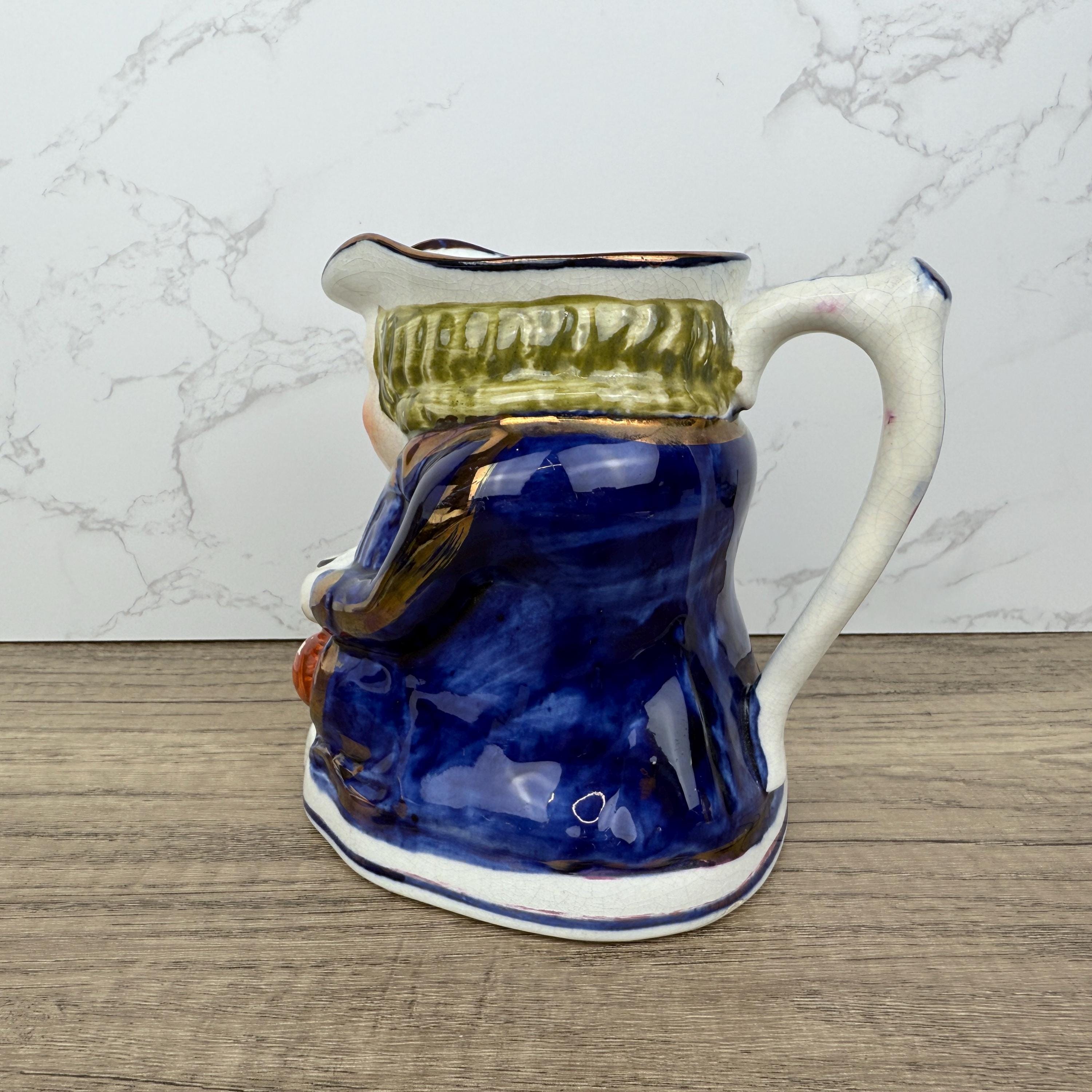 Antique Allerton's Toby Jug, Staffordshire Cobalt Blue, England