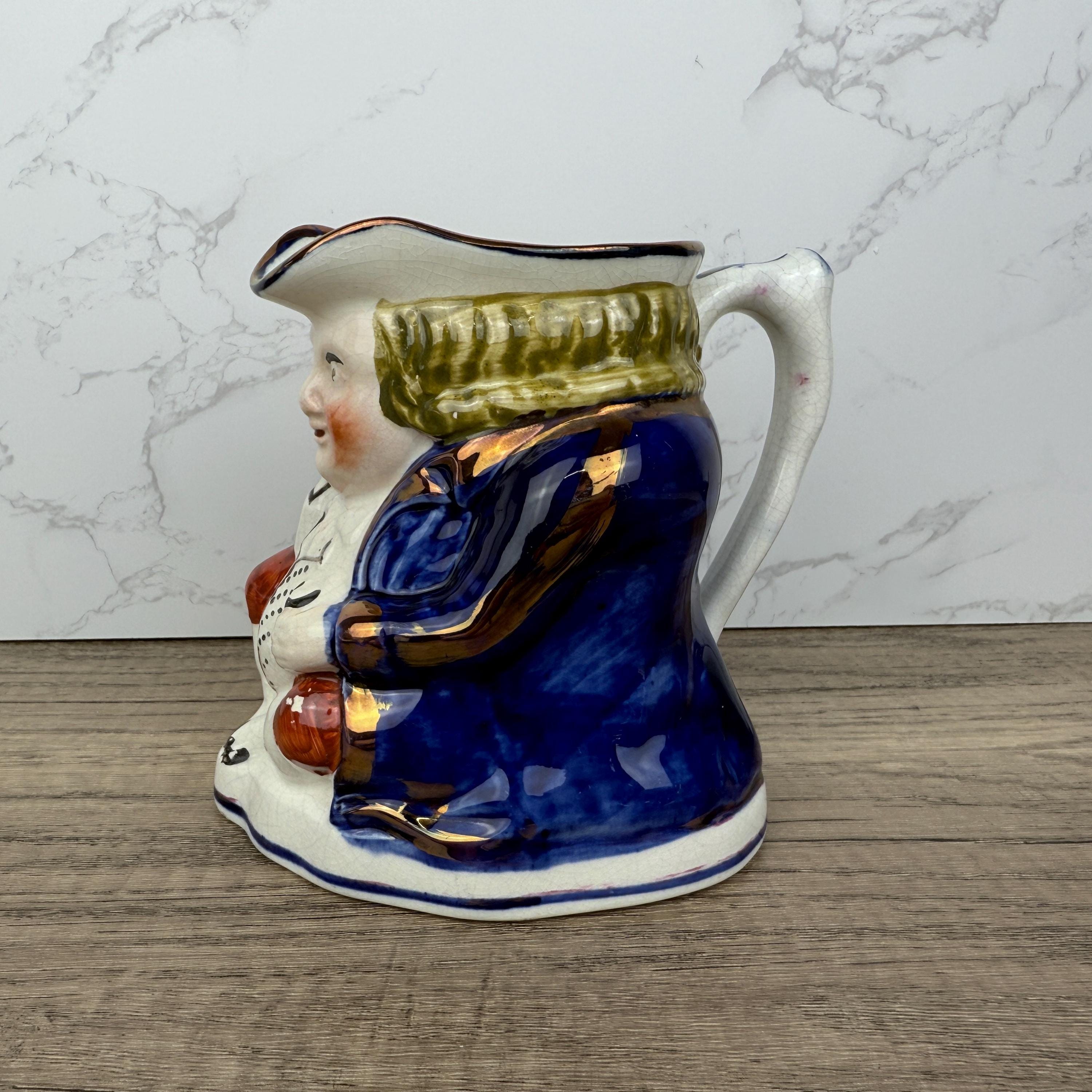 Antique Allerton's Toby Jug, Staffordshire Cobalt Blue, England