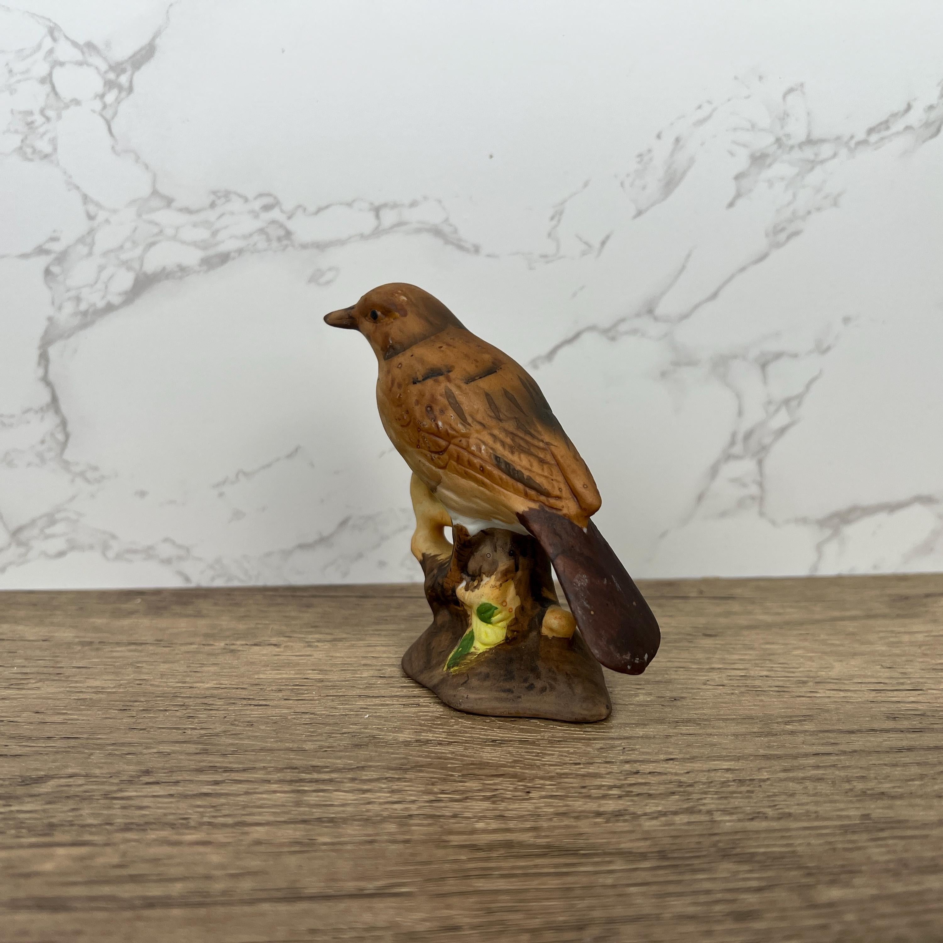 Vintage Hand Painted Porcelain Mistle Thrush Bird Figurine, British Wild Life Decoration