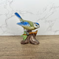Vintage Hand Painted Porcelain Blue Tit Bird Figurine, Country Cottage Decor