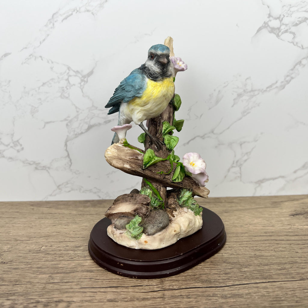 Vintage Leonardo Collection Bluetit Bird Figurine, Resin Wildlife Decor